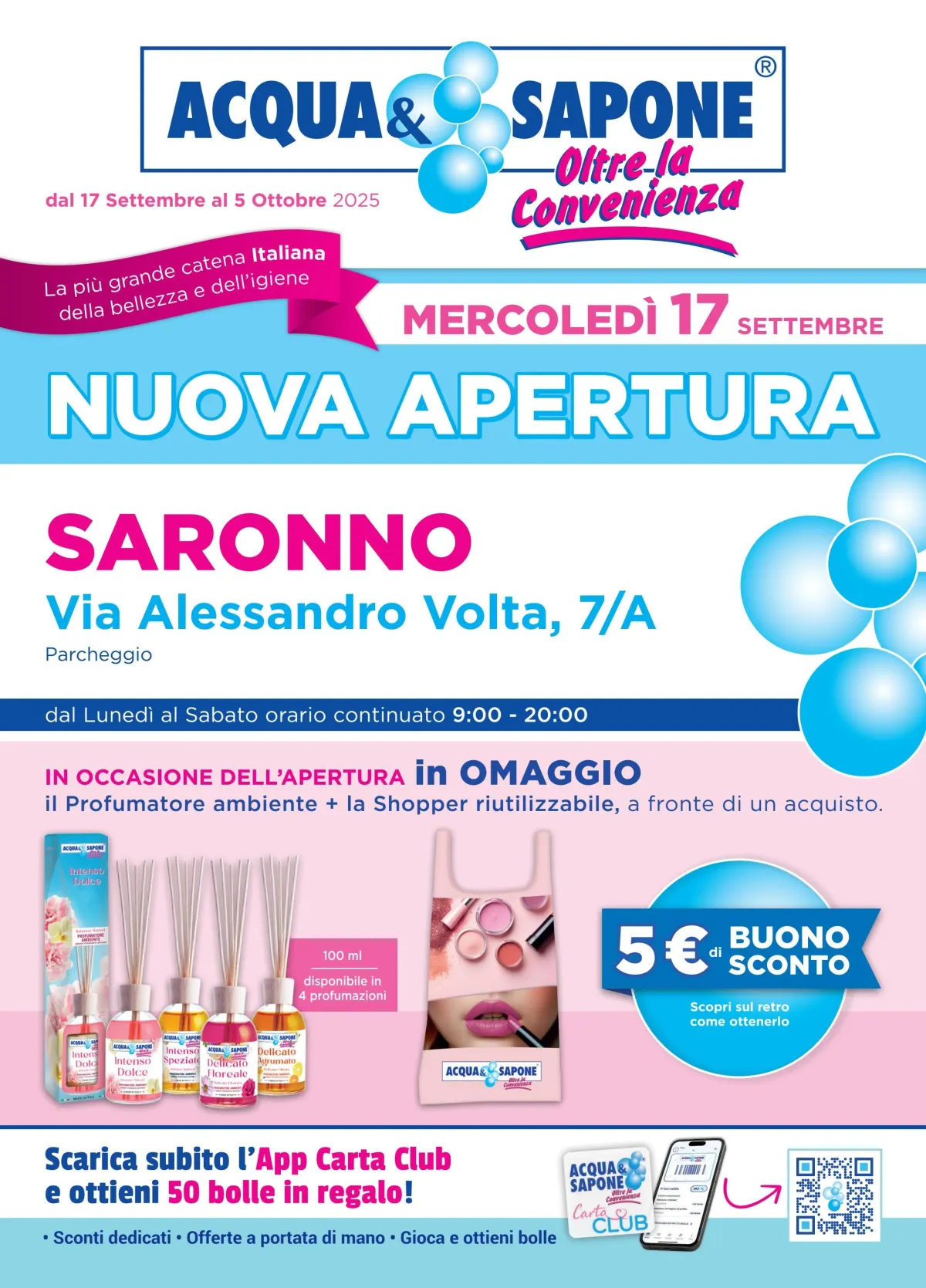 Volantino Acqua e Sapone - Nuova apertura Saronno valido dal 17/09 al 05/10