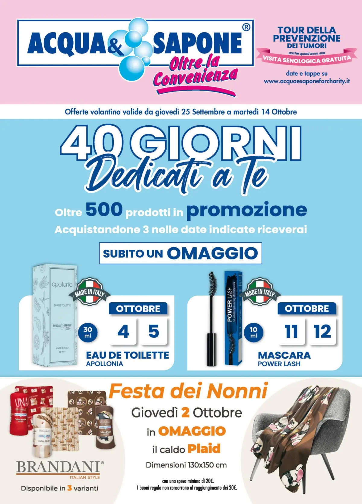 Volantino Acqua e Sapone - 40 Giorni valido dal 25/09 al 14/10