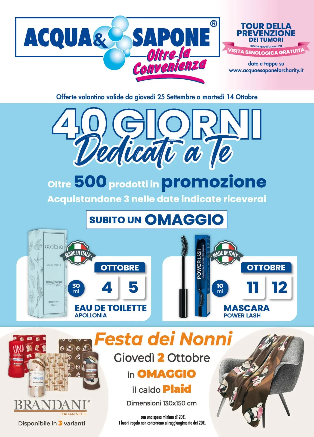Volantino Acqua e Sapone - Varese e Cagliari valido dal 25/09 al 14/10