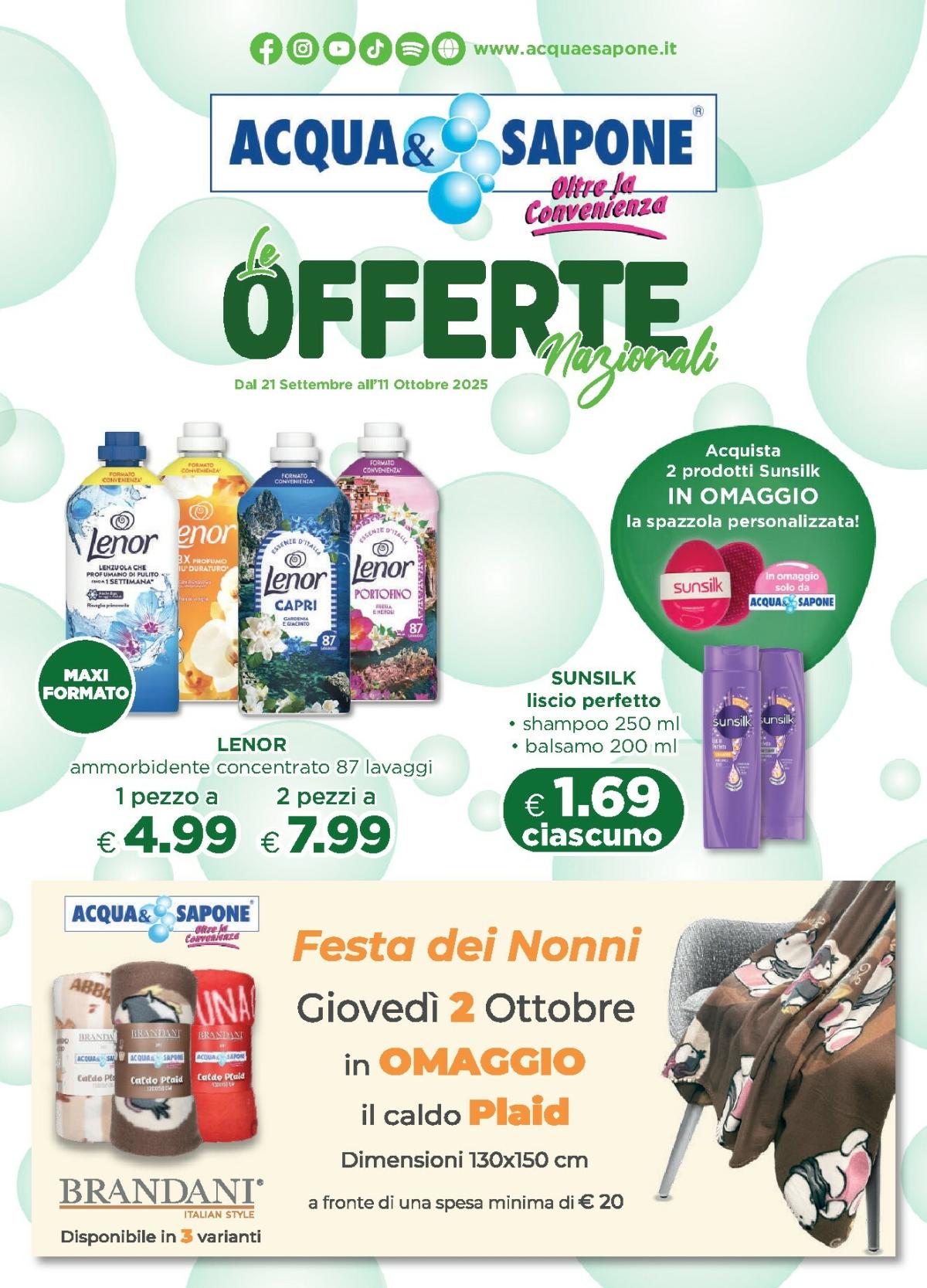 Volantino Acqua e Sapone - Oferte Nazionali valido dal 21/09 al 11/10