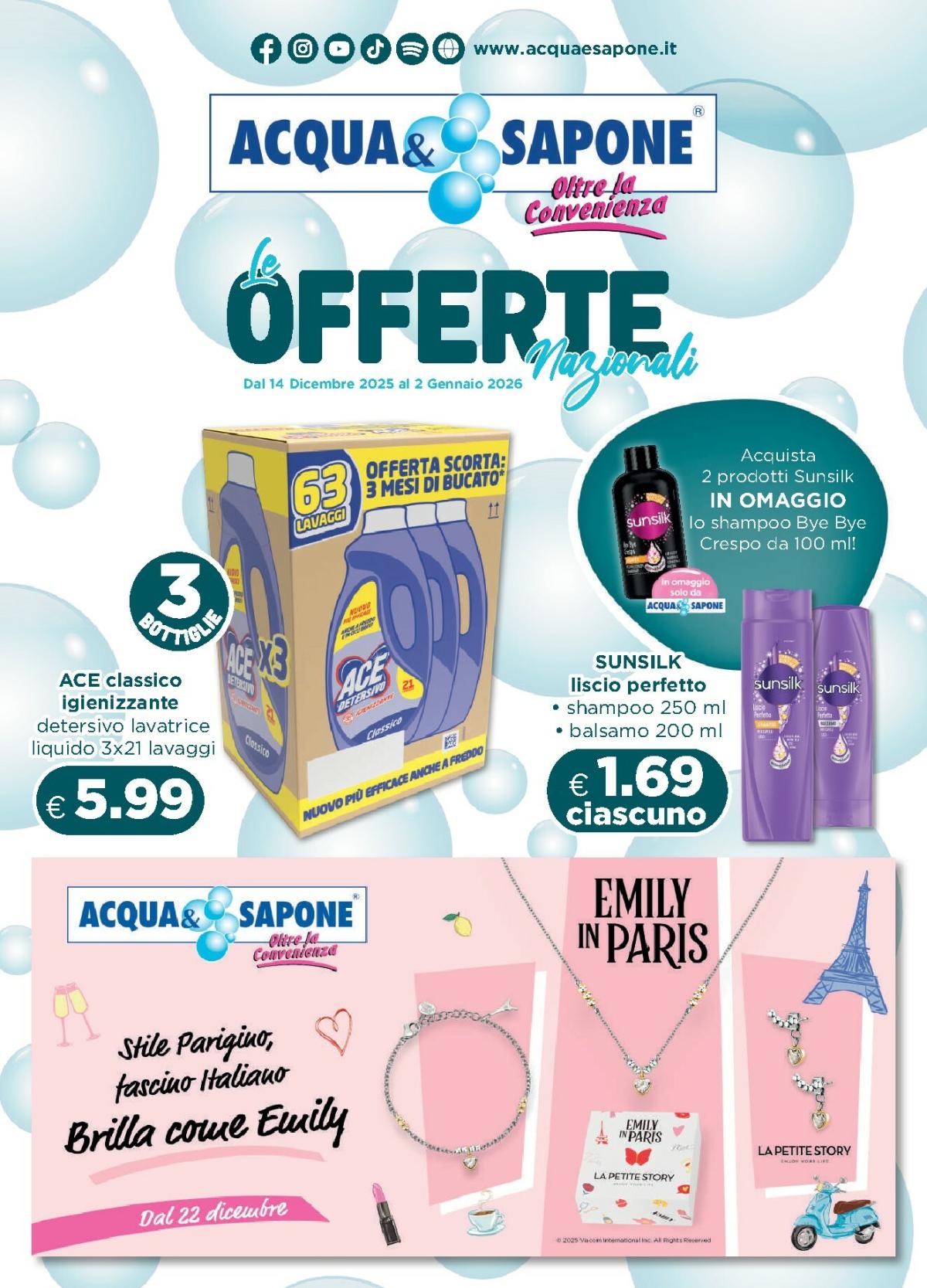 Volantino Acqua e Sapone valido dal 14/12 al 02/01
