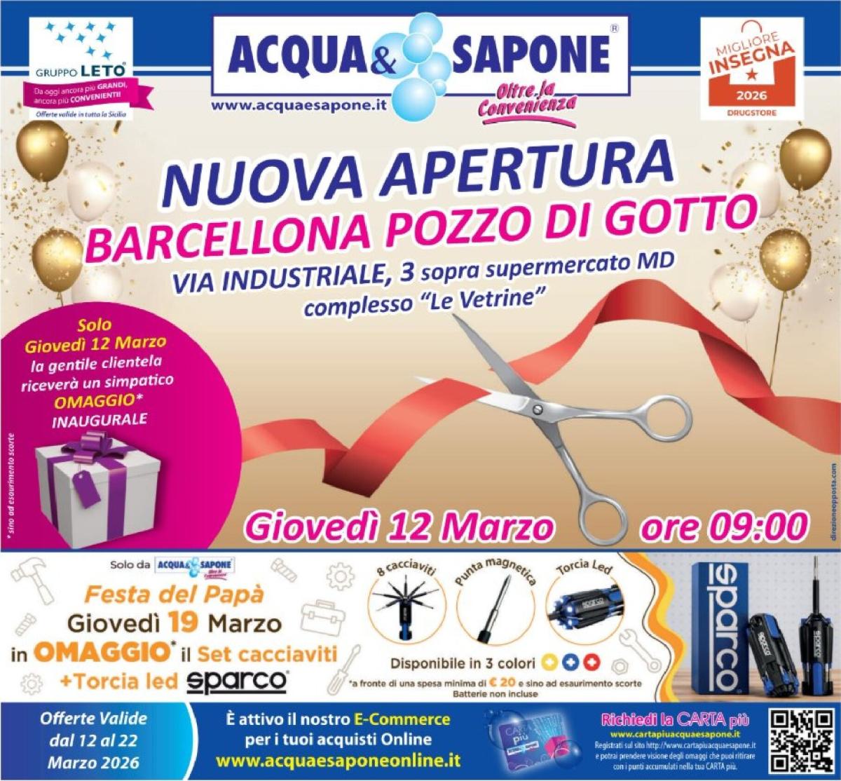 Volantino Acqua e Sapone - Barcellona Pozo Di Gotto valido dal 12/03/2026 al 22/03/2026