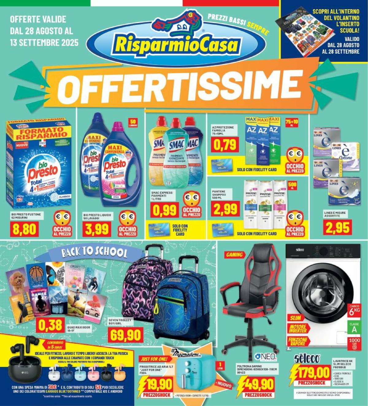 Volantino Risparmio Casa valido dal 28/08 al 13/09