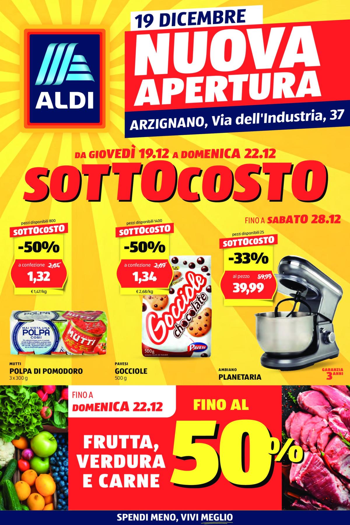 Volantino ALDI - Offerte ALDI nuova apertura Arzignano valido dal 19/12 al 22/12