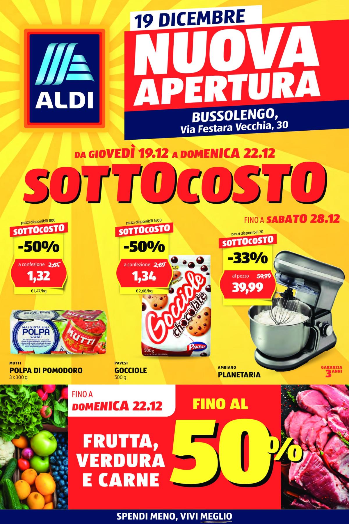 Volantino ALDI - Nuova apertura Bussolego valido dal 19/12 al 22/12