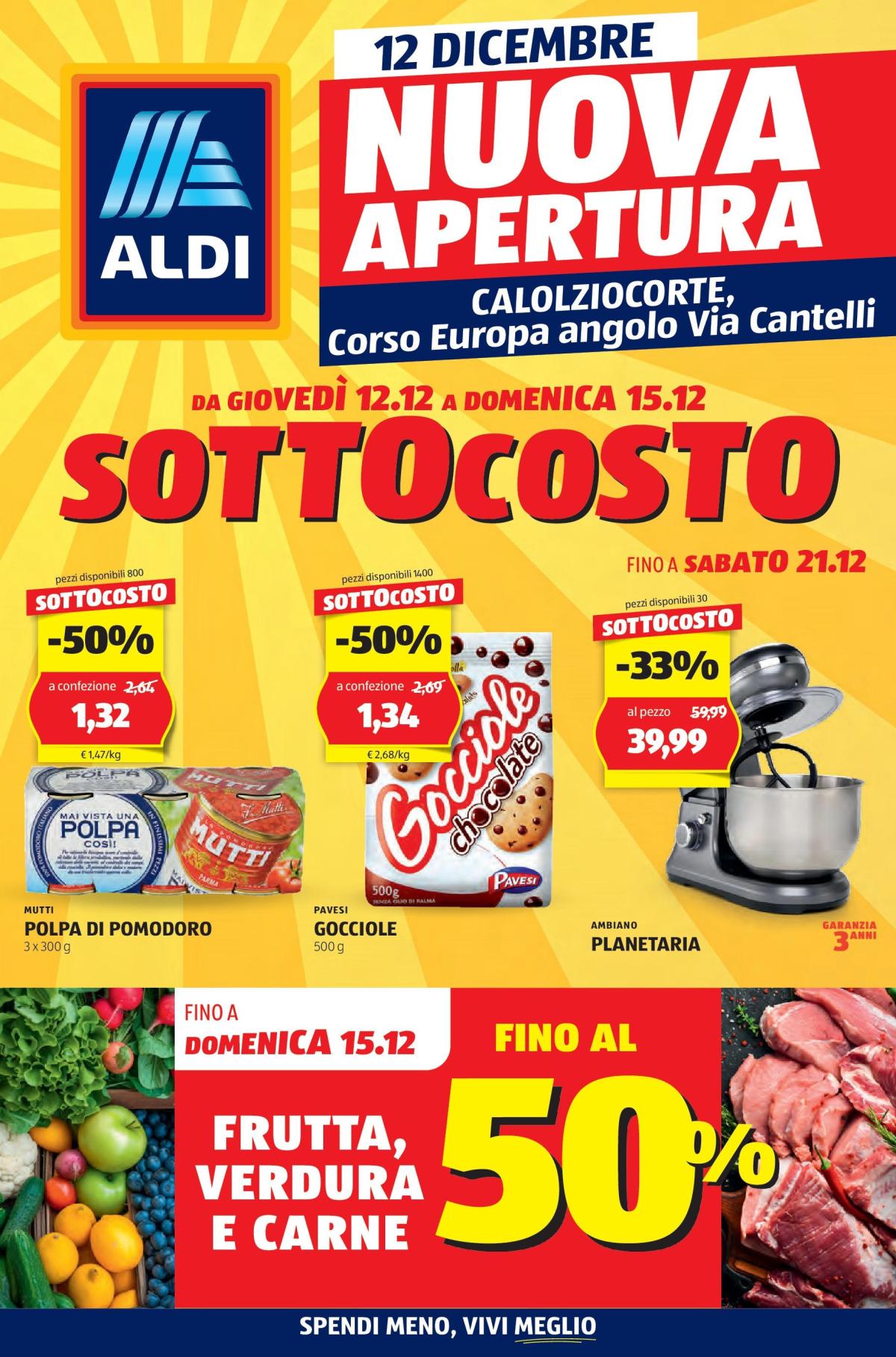 Volantino ALDI - Nuova apertura Calolziocorte valido dal 12/12 al 21/12