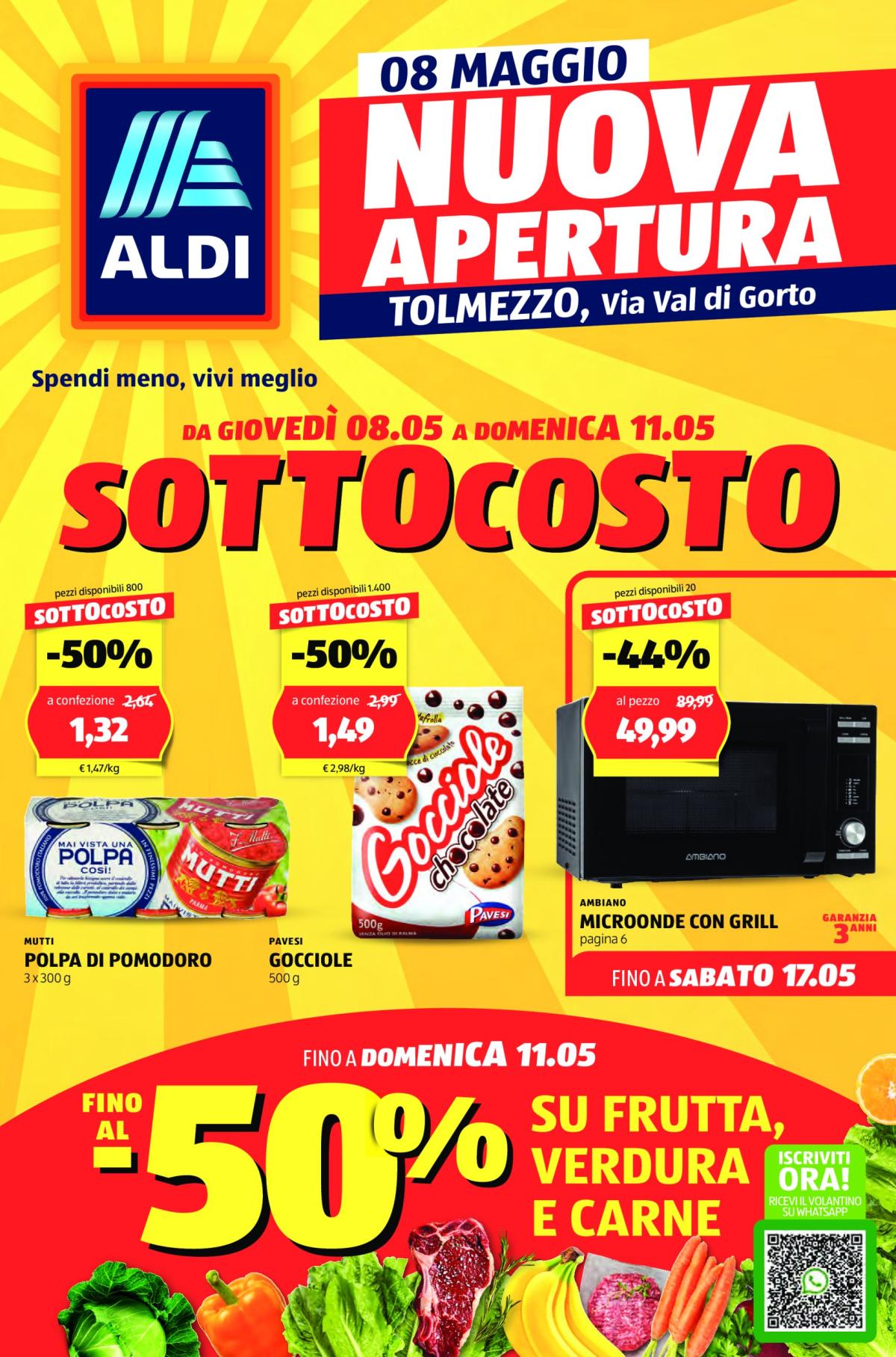 Volantino ALDI - Offerte nuova apertura Tolmezzo valido dal 08/05 al 11/05