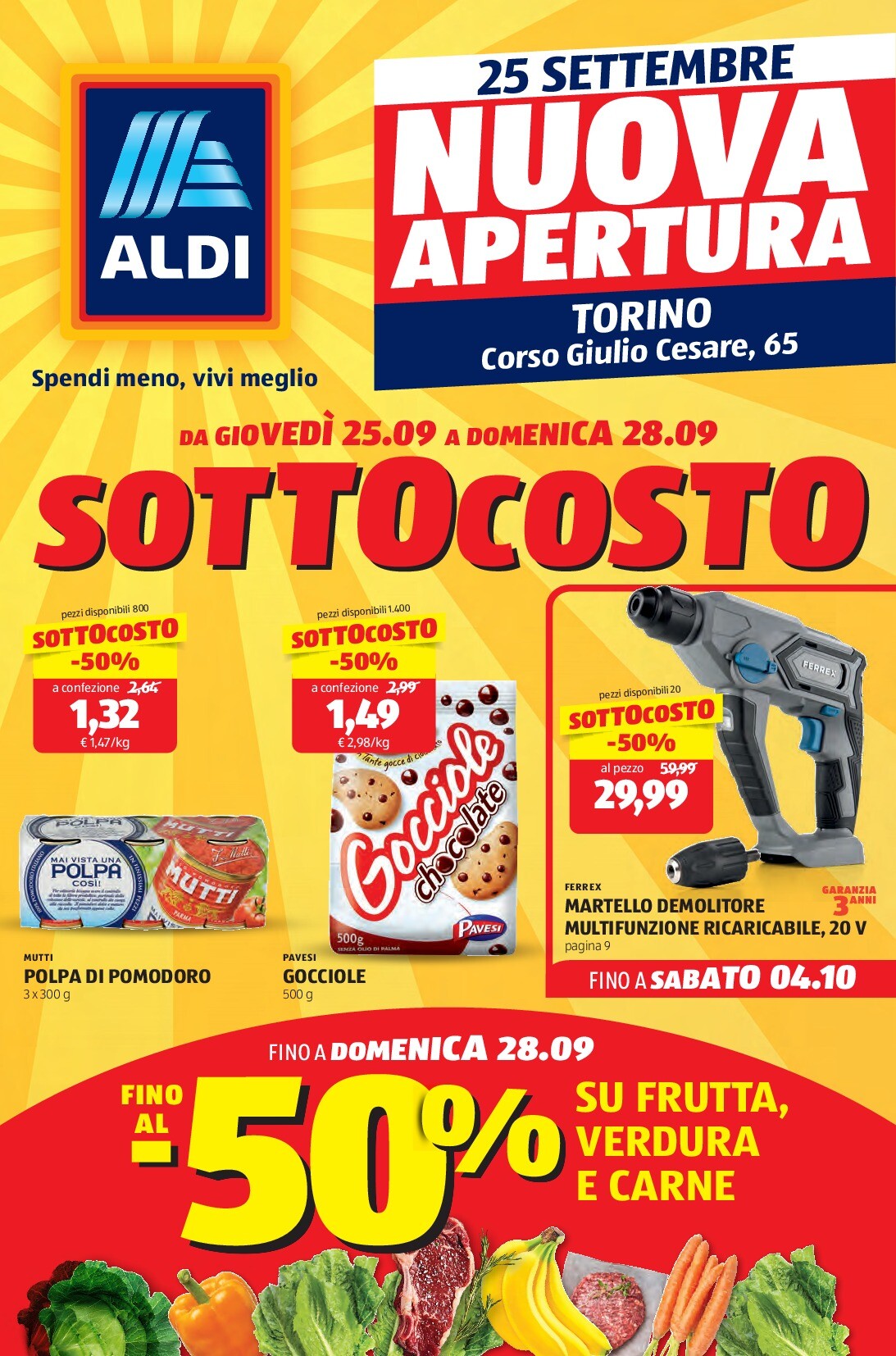 Volantino ALDI - Nuova Apertura Torino valido dal 25/09 al 04/10