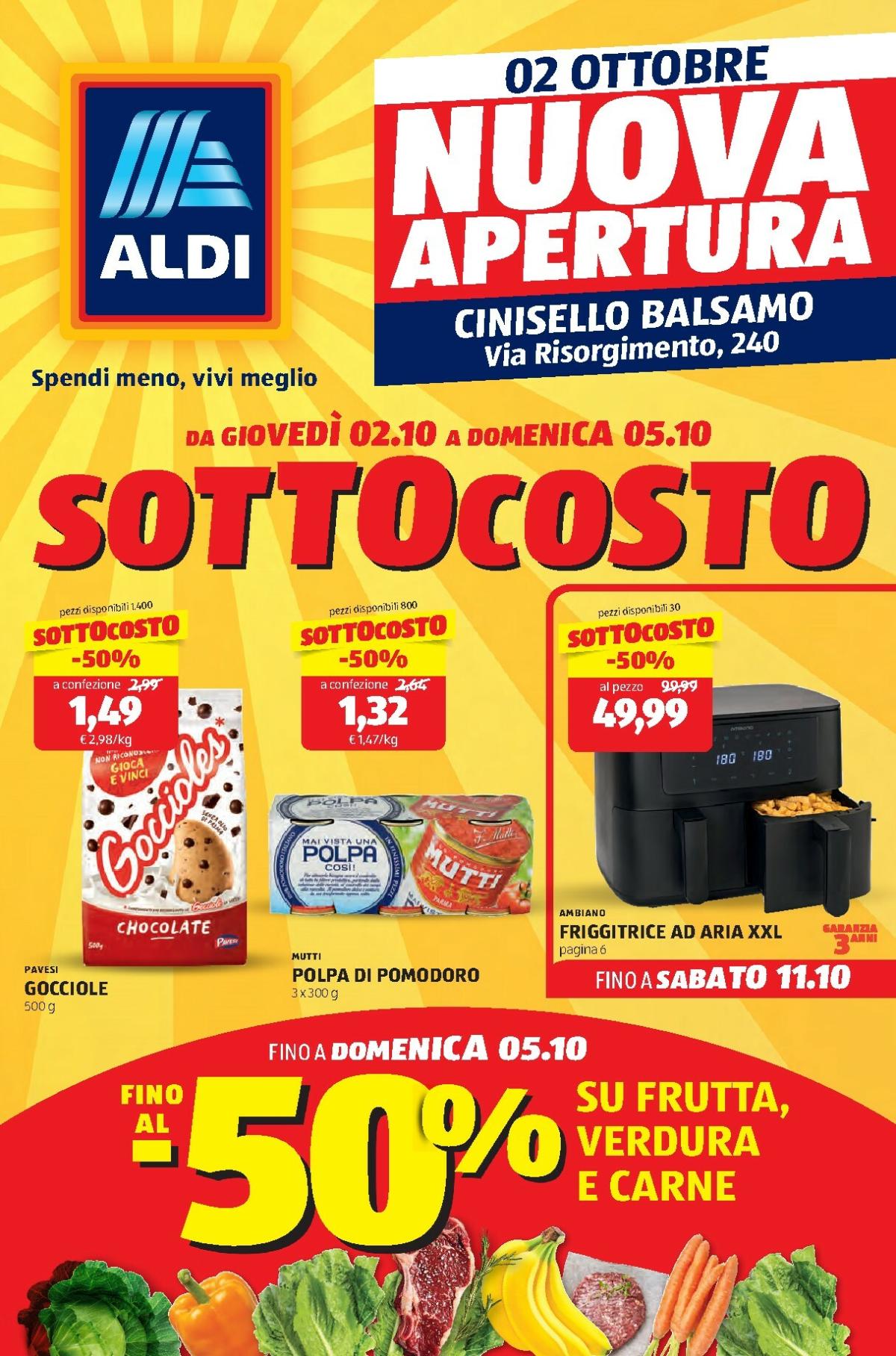 Volantino ALDI - Nuova Apertura Cinisello Balsamo valido dal 02/10 al 11/10