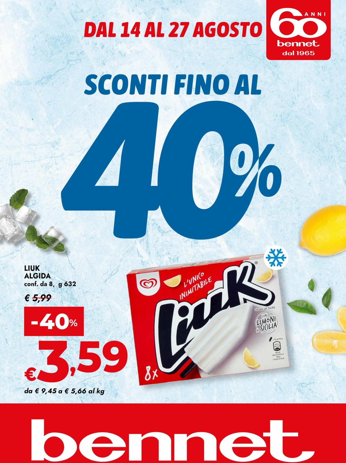 Volantino Bennet valido dal 14/08 al 27/08