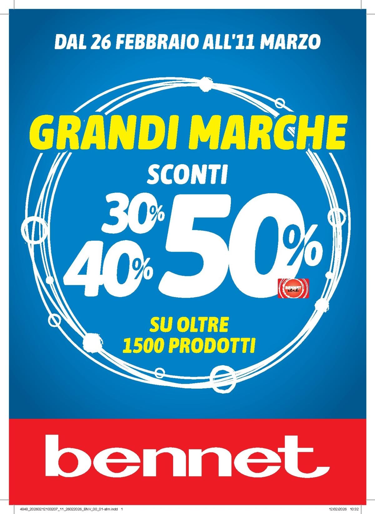 Volantino Bennet valido dal 26/02/2026 al 11/03/2026