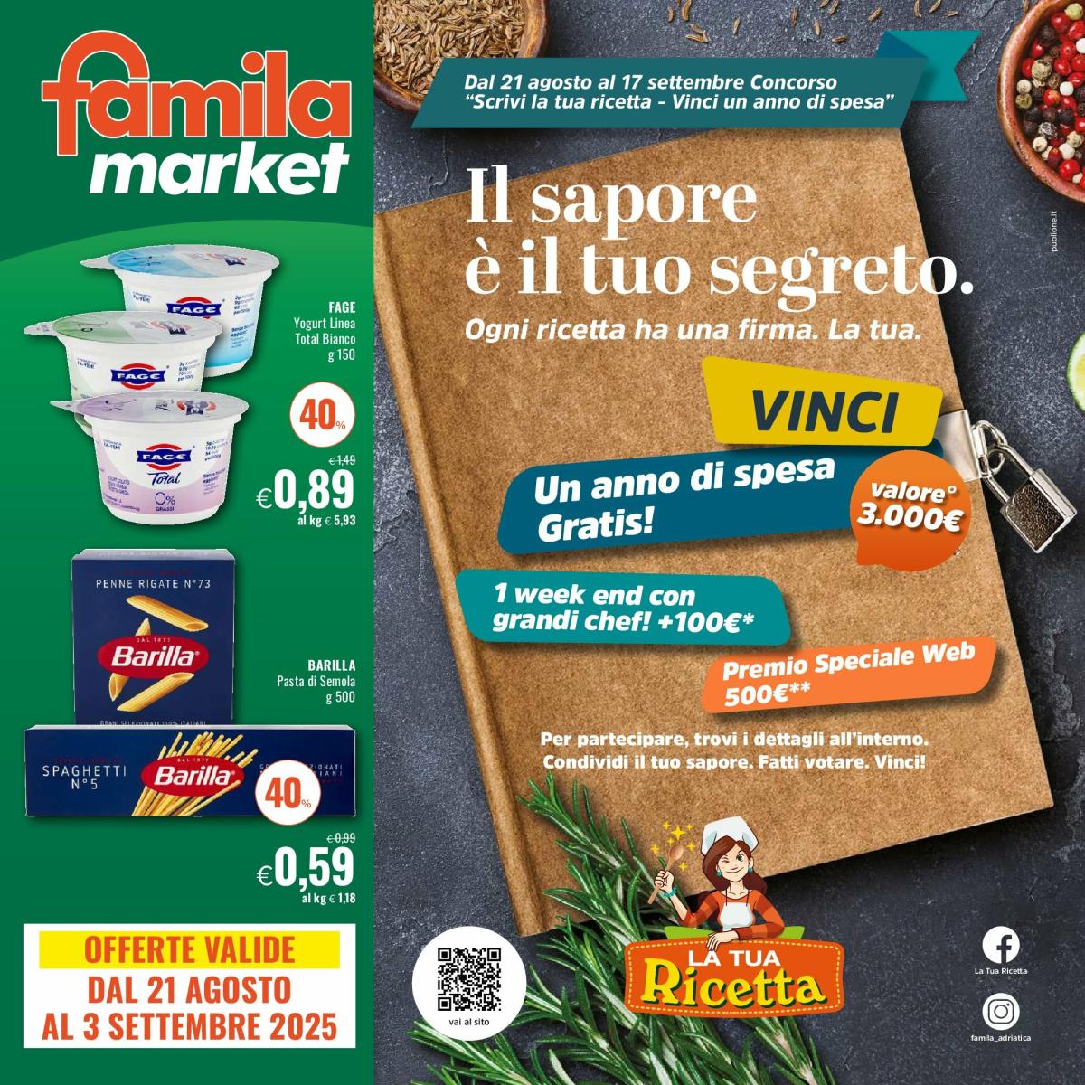 Volantino Famila market valido dal 21/08 al 03/09