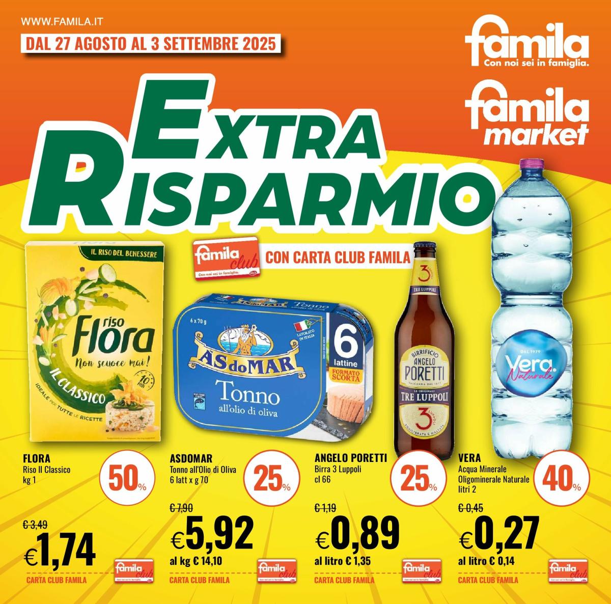 Volantino Famila - Extra Risparmio valido dal 27/08 al 03/09