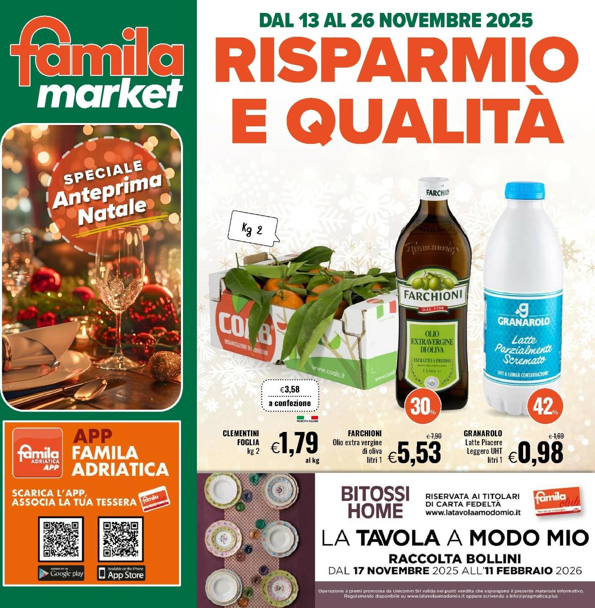 Volantino Famila market valido dal 13/11 al 26/11