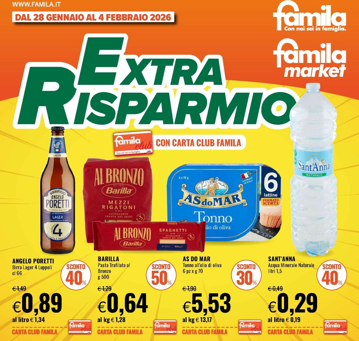 Volantino Famila - Extra Risparmio valido dal 28/01 al 04/02