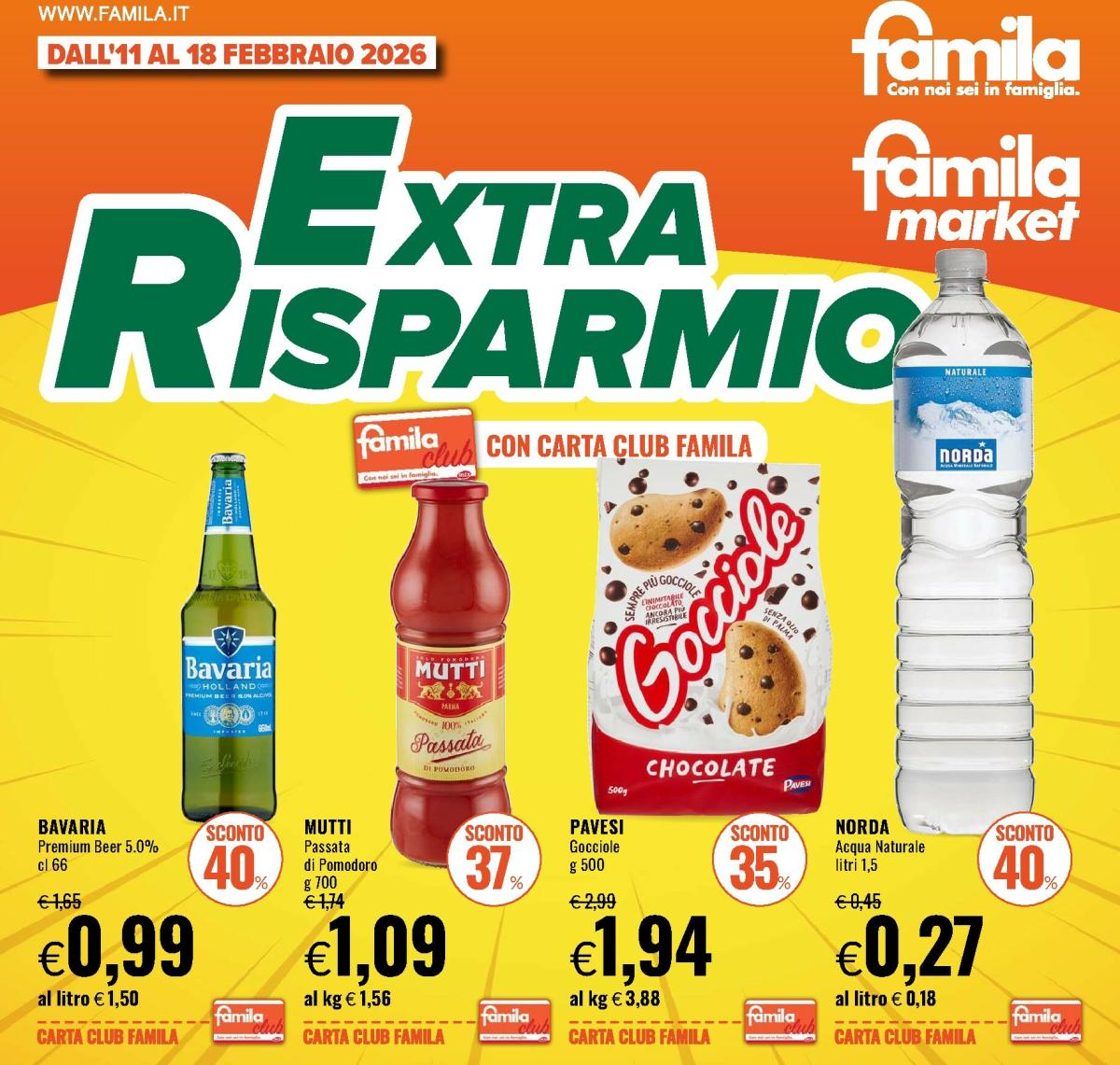 Volantino Famila - Extra Risparmio valido dal 11/02/2026 al 18/02/2026