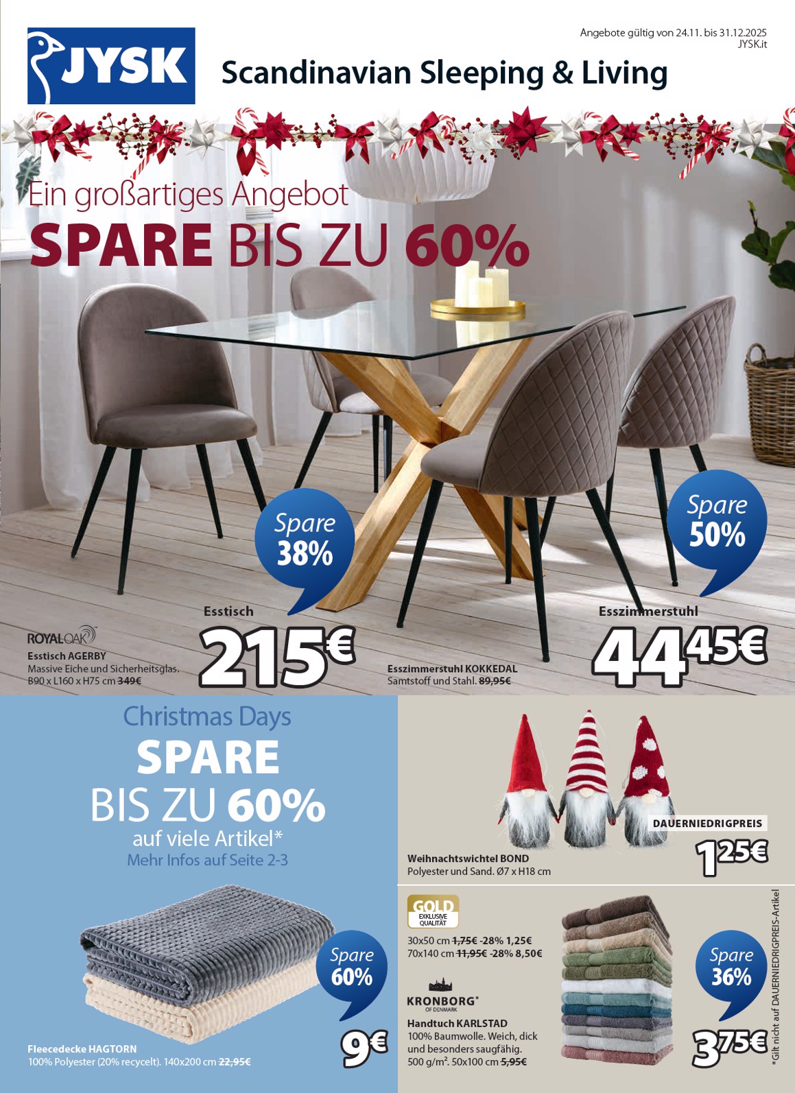 Volantino JYSK - Großartige Angebote valido dal 24/11 al 31/12