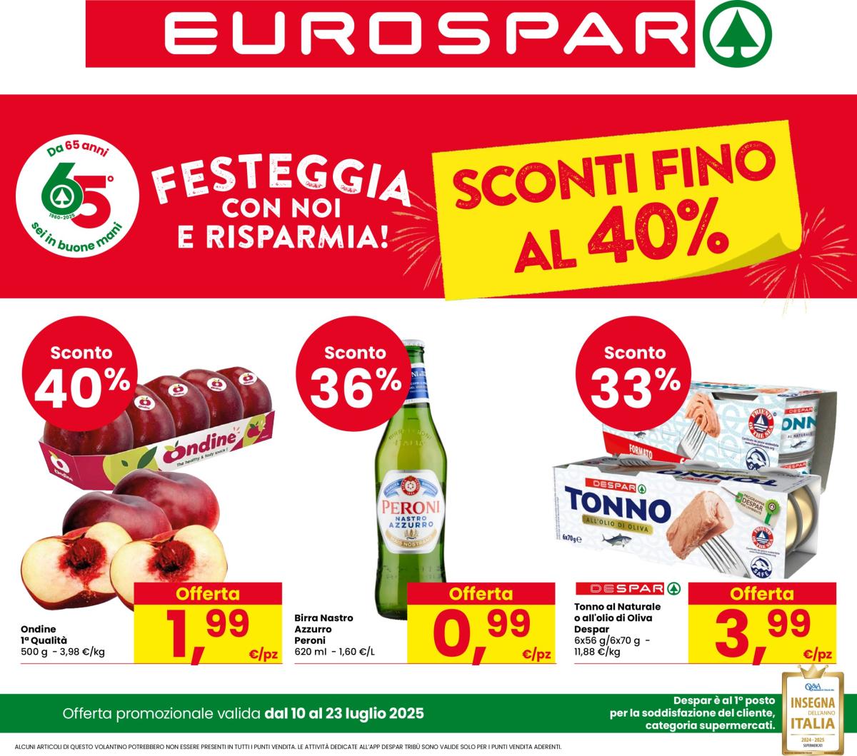 Volantino Eurospar valido dal 10/07 al 23/07