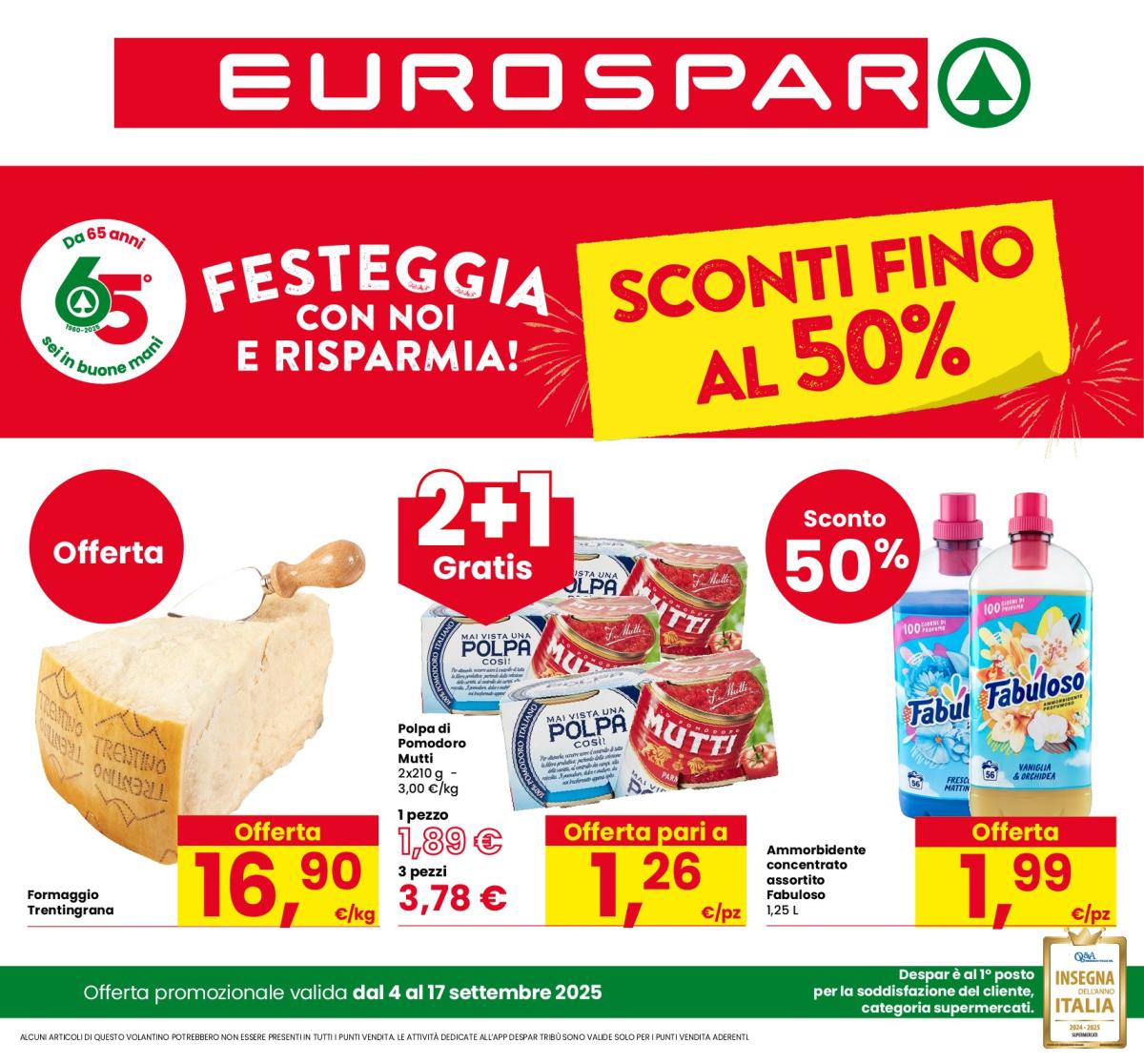 Volantino Eurospar valido dal 04/09 al 17/09