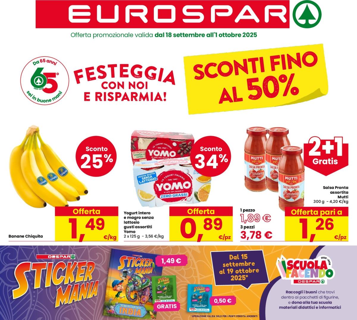 Volantino Eurospar valido dal 18/09 al 01/10