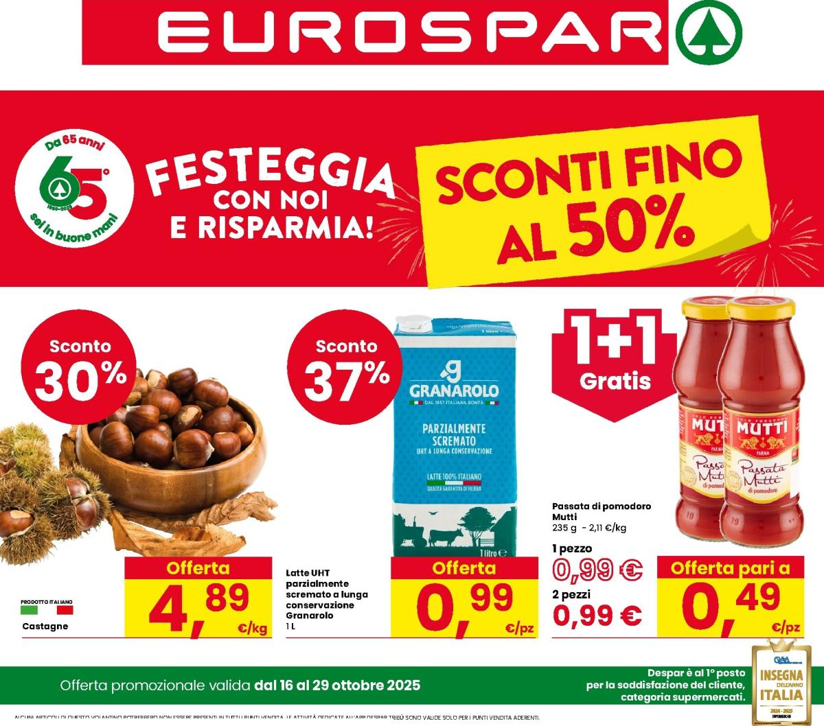 Volantino Eurospar valido dal 16/10 al 29/10