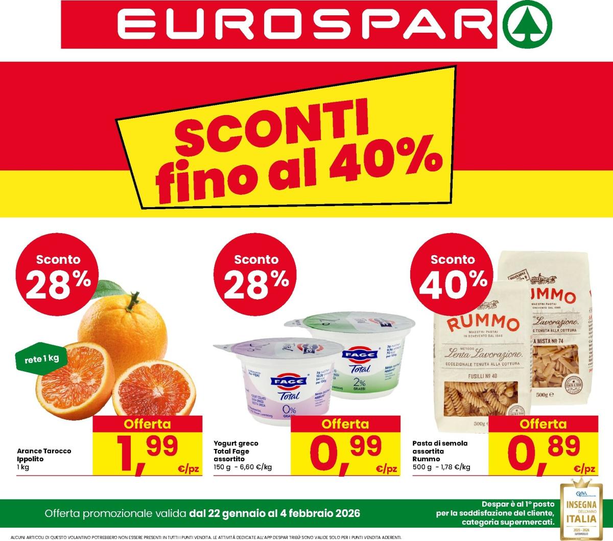 Volantino Eurospar valido dal 22/01 al 04/02