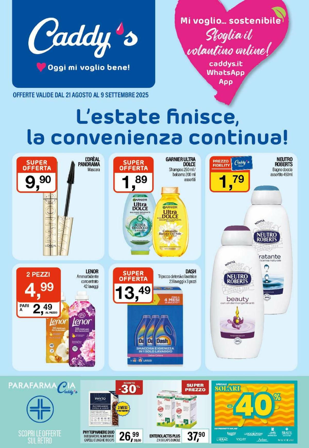 Volantino Caddy's - Parafarmacia valido dal 21/08 al 09/09