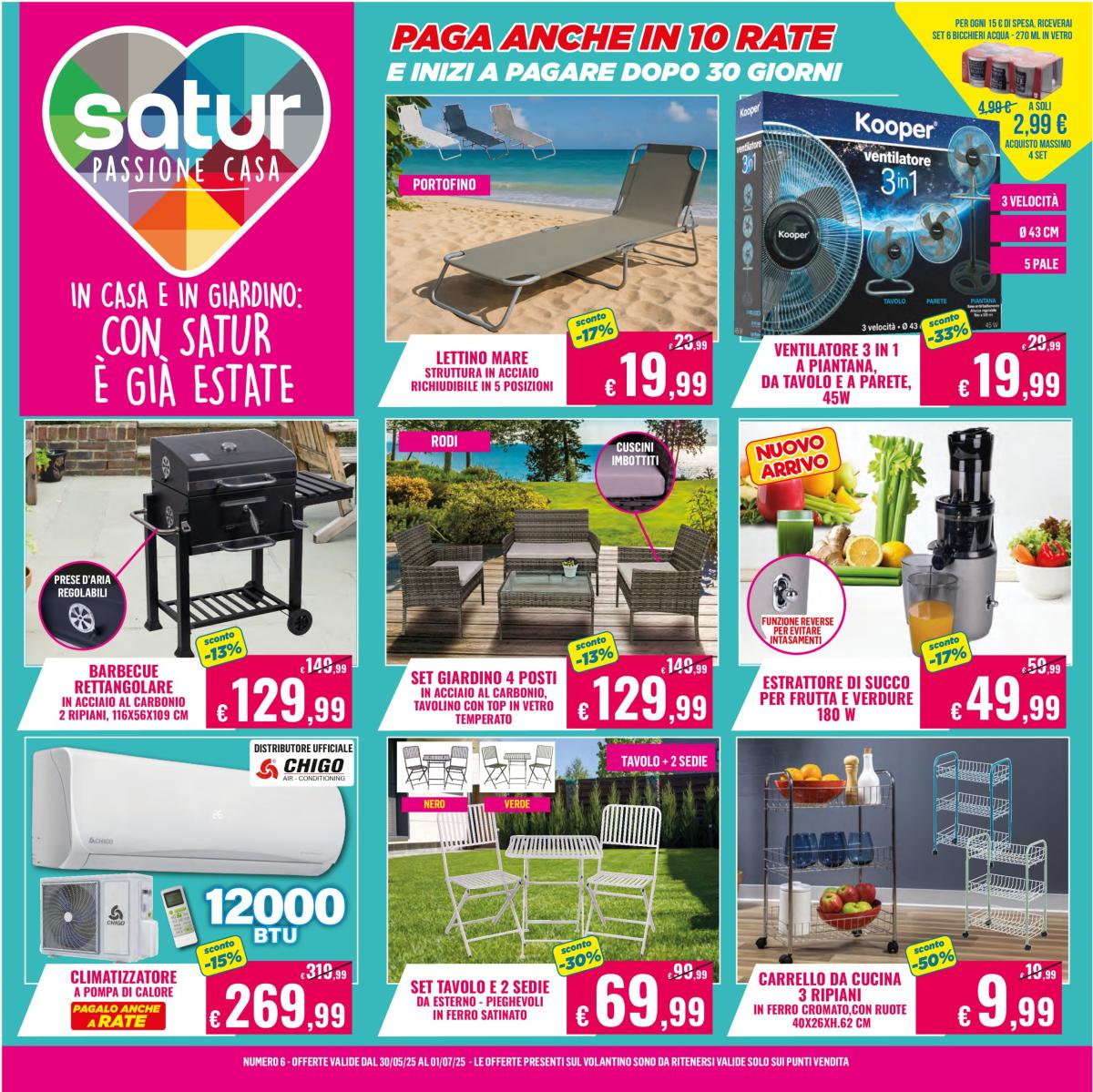 Volantino Satur valido dal 30/05 al 01/07
