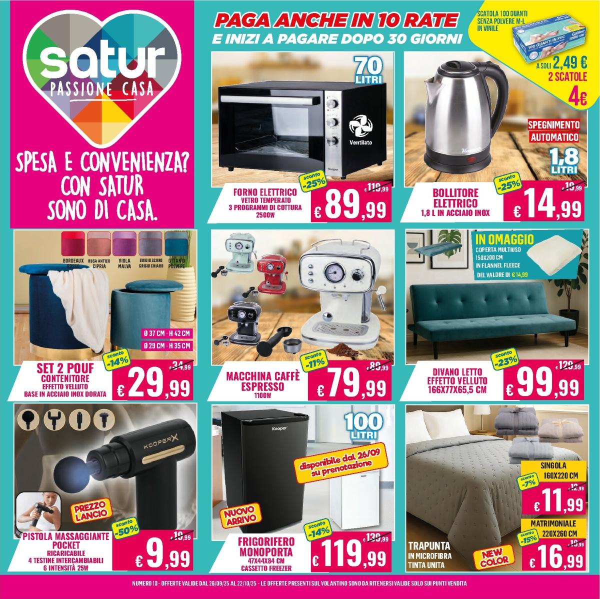 Volantino Satur valido dal 26/09 al 22/10