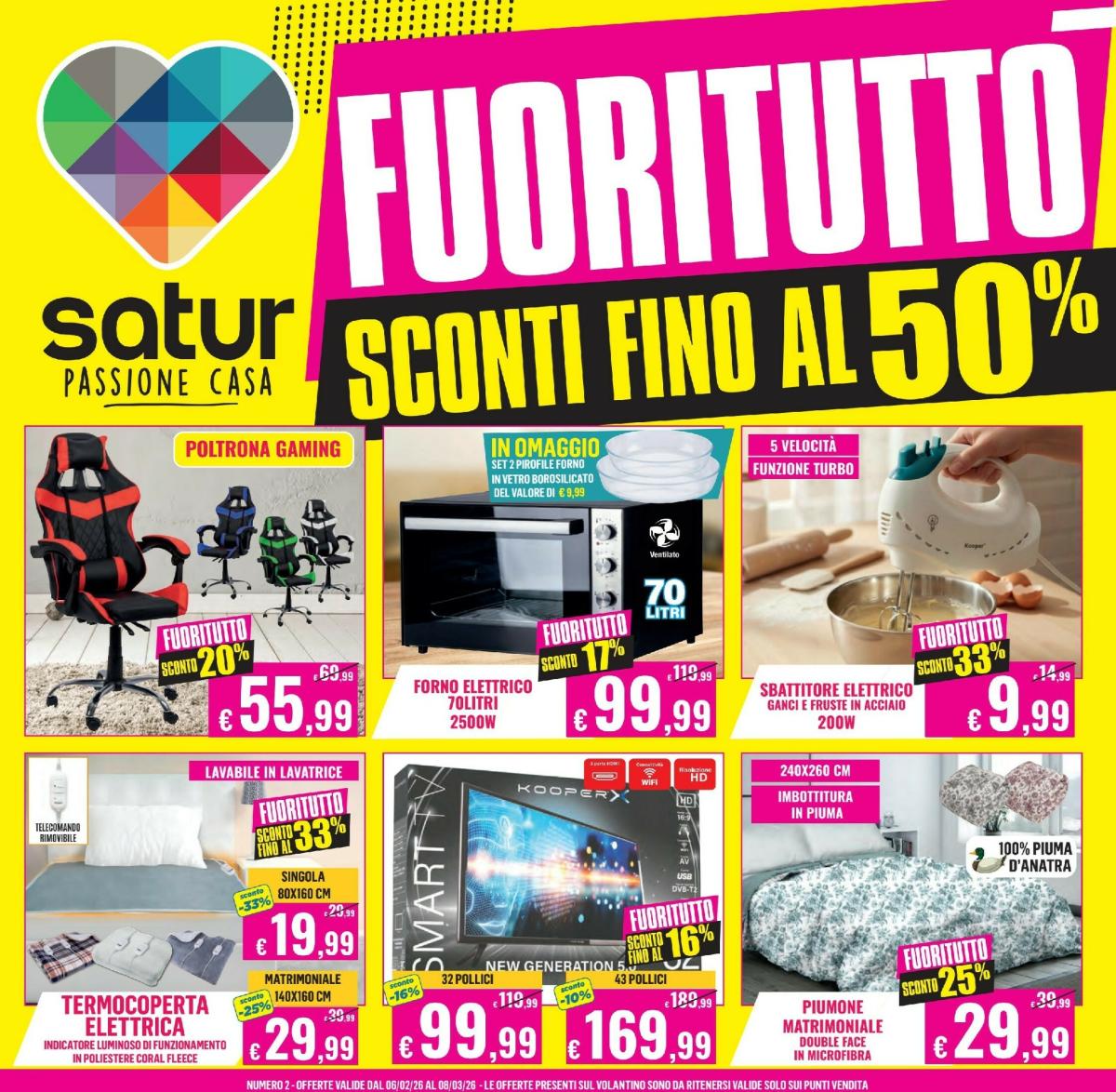 Volantino Satur valido dal 06/02/2026 al 08/03/2026