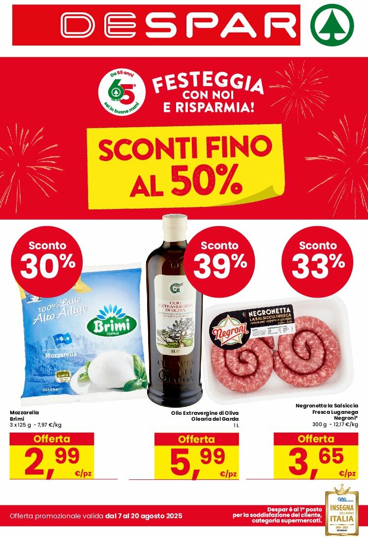 Volantino Despar valido dal 07/08 al 20/08