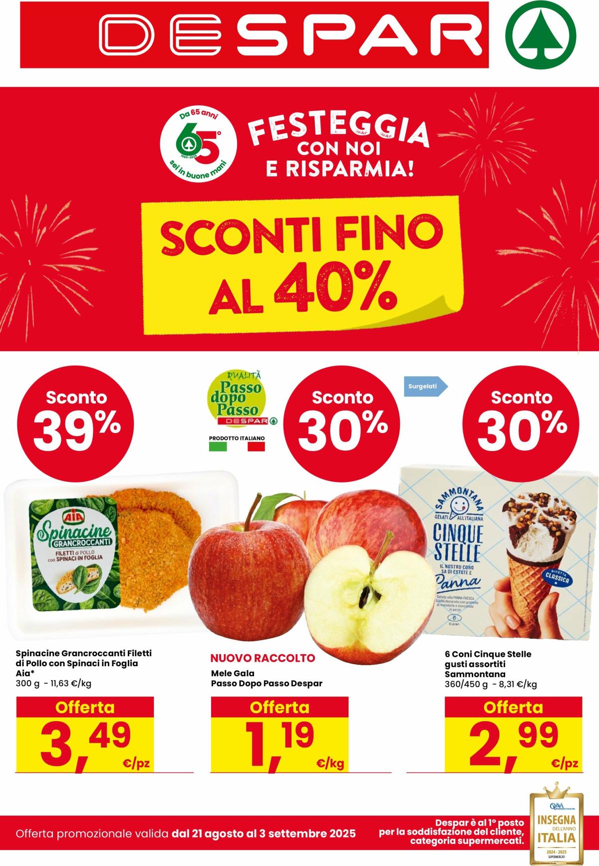 Volantino Despar valido dal 21/08 al 03/09