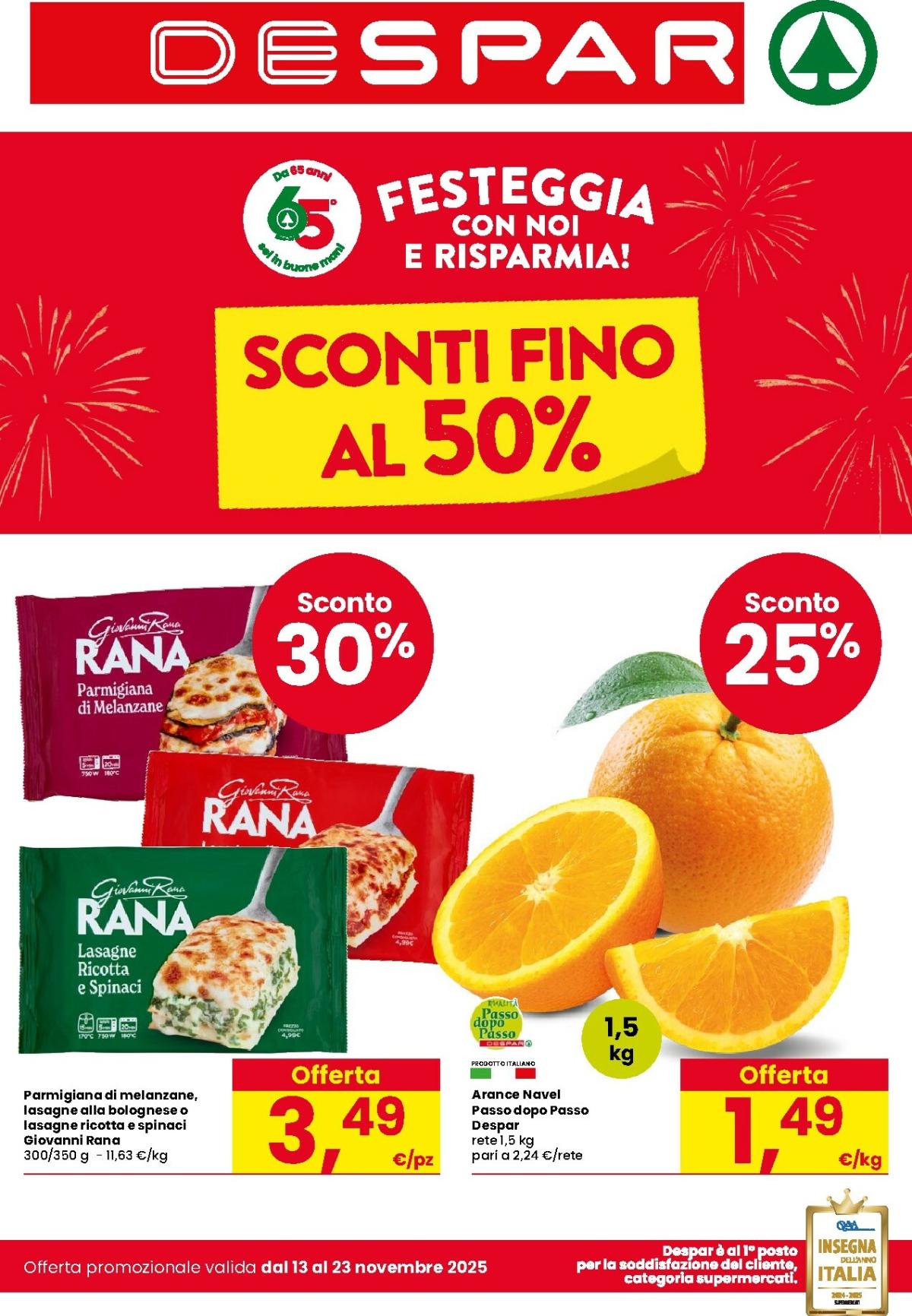 Volantino Despar valido dal 13/11 al 23/11