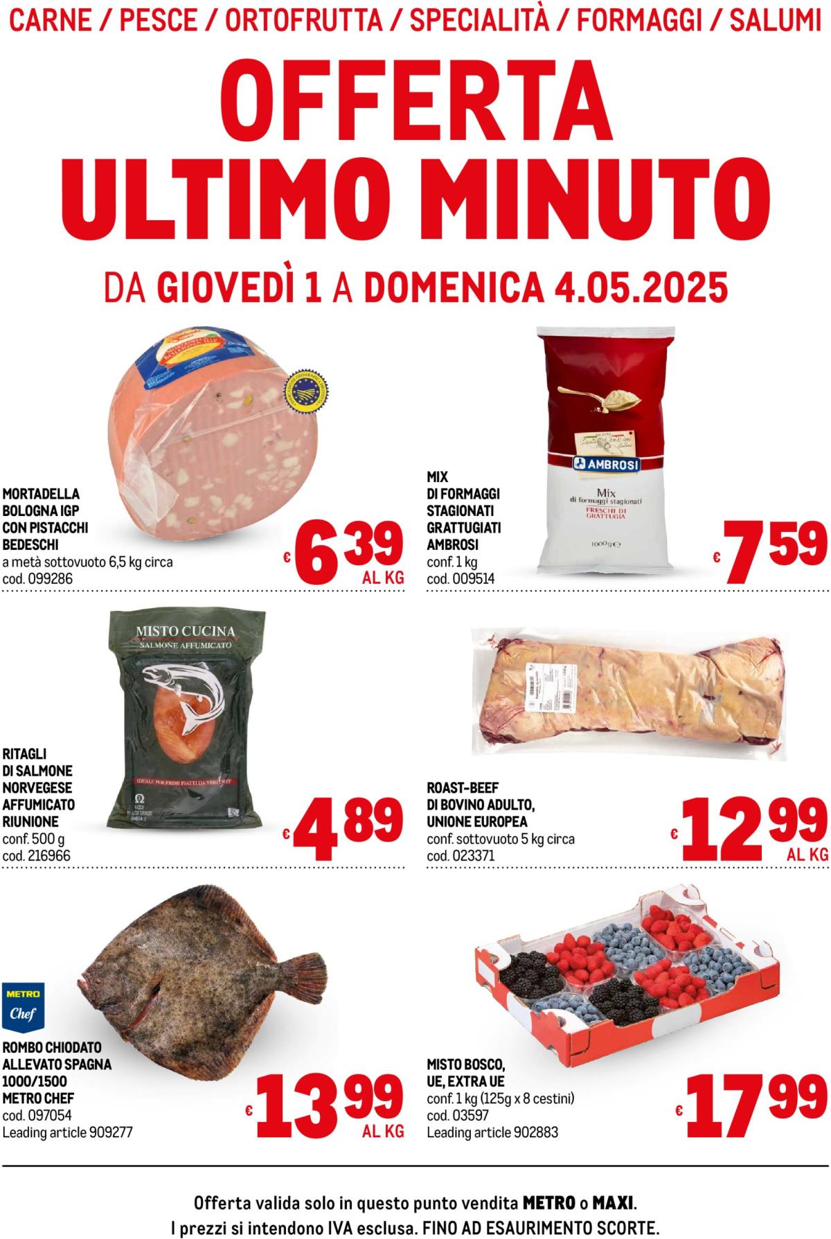 Volantino Metro - Offerte freschissimi valido dal 01/05 al 04/05