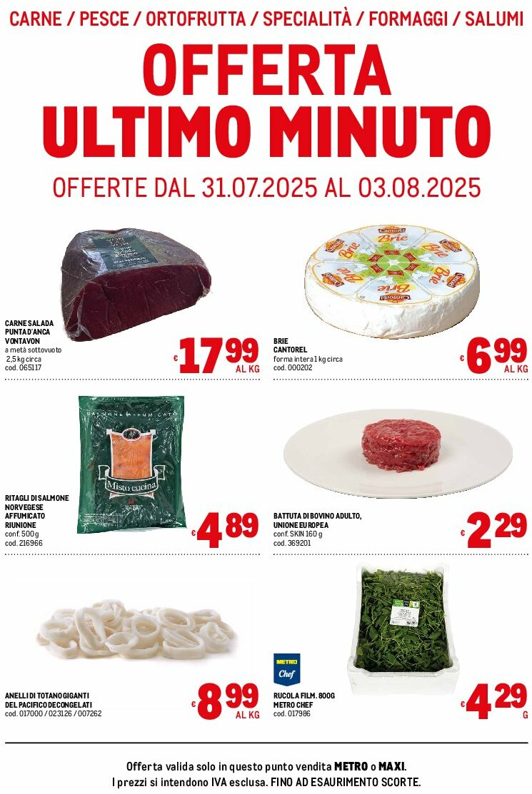 Volantino Metro - Offerte freschissimi valido dal 31/07 al 03/08