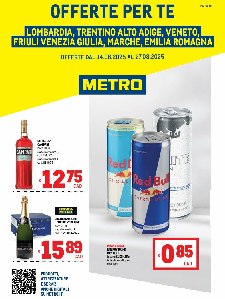 Volantino Metro - Lombardia, Trentino Alto Adige, Friuli Venezia Giulia, Marche, Emilia Romagna valido dal 14/08 al 27/08