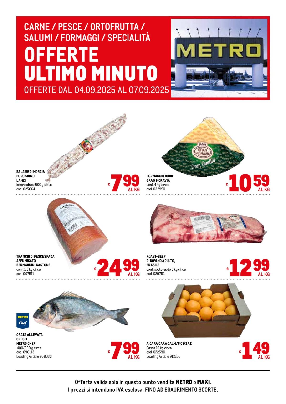 Volantino Metro - Offerte freschissimi valido dal 04/09 al 07/09