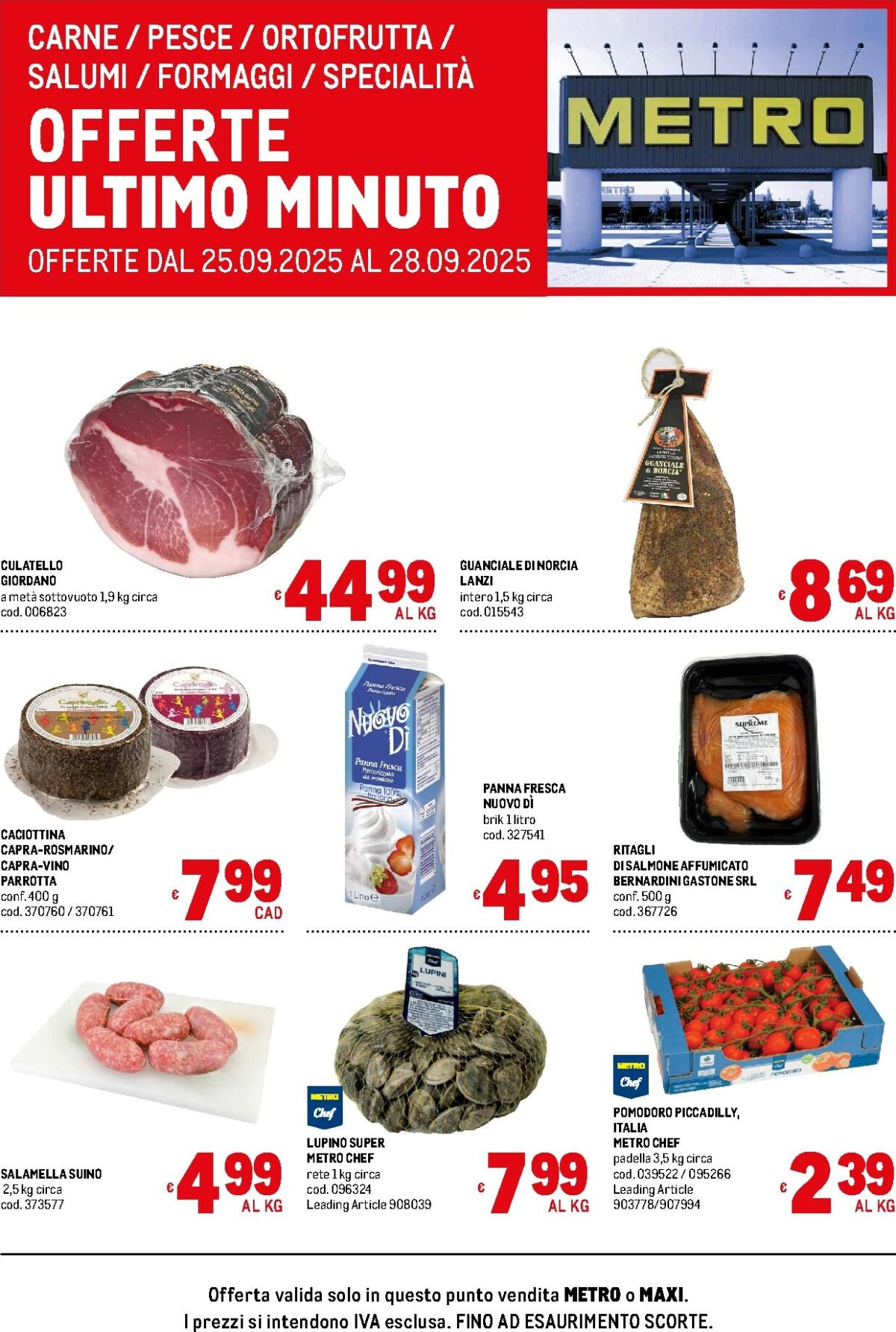 Volantino Metro - Offerte freschissimi valido dal 25/09 al 28/09