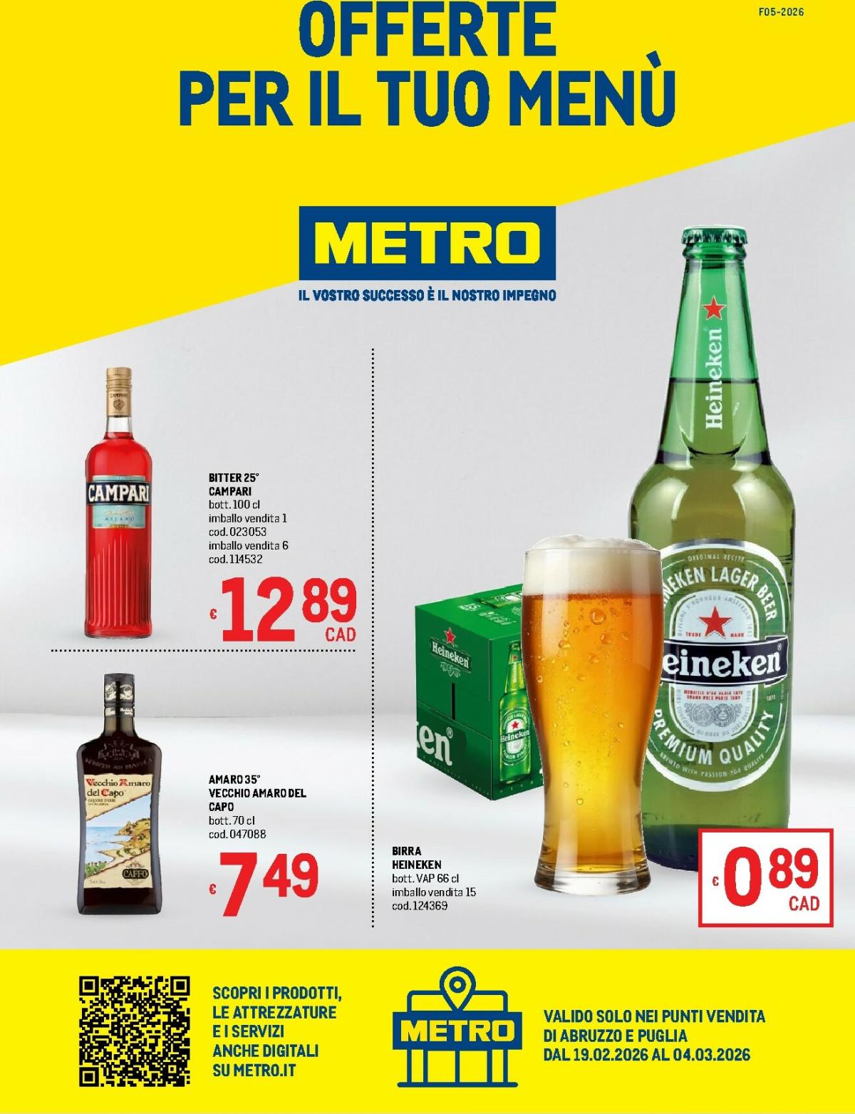 Volantino Metro - Offerte per il tuo Menù valido dal 19/02/2026 al 04/03/2026