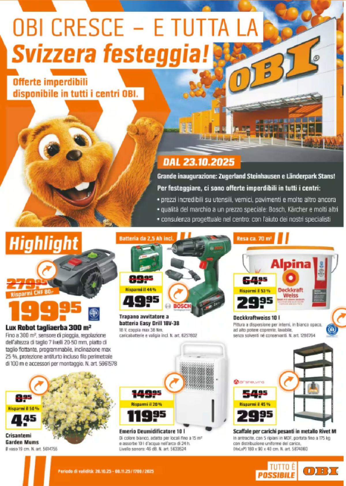 Volantino Obi valido dal 20/10 al 08/11