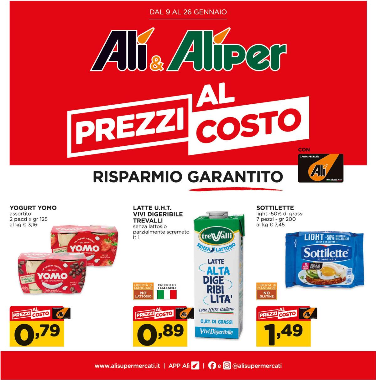 Volantino Ali - Aliper - Prezzi al costo valido dal 09/01 al 26/01