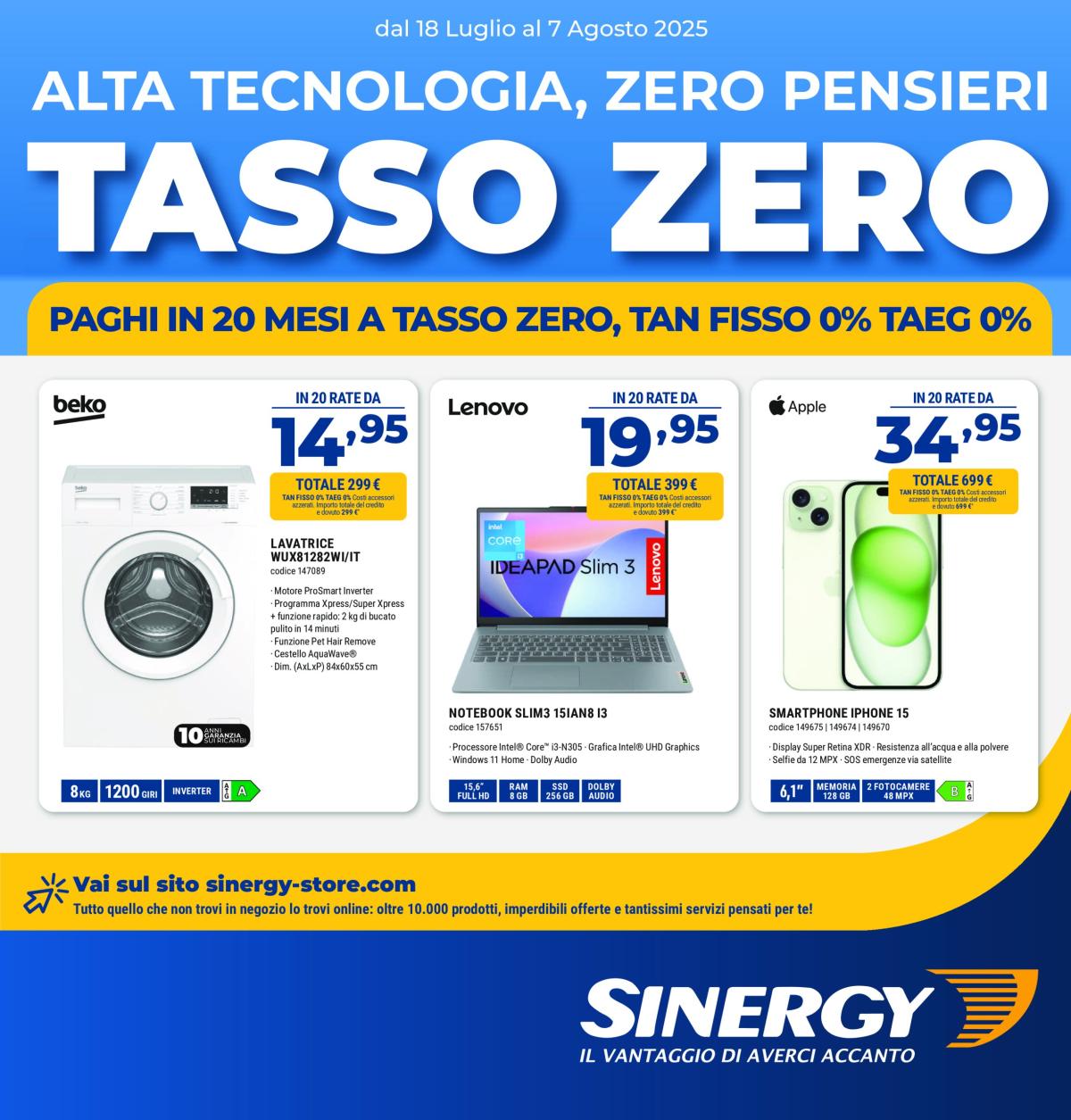 Volantino Sinergy valido dal 18/07 al 07/08