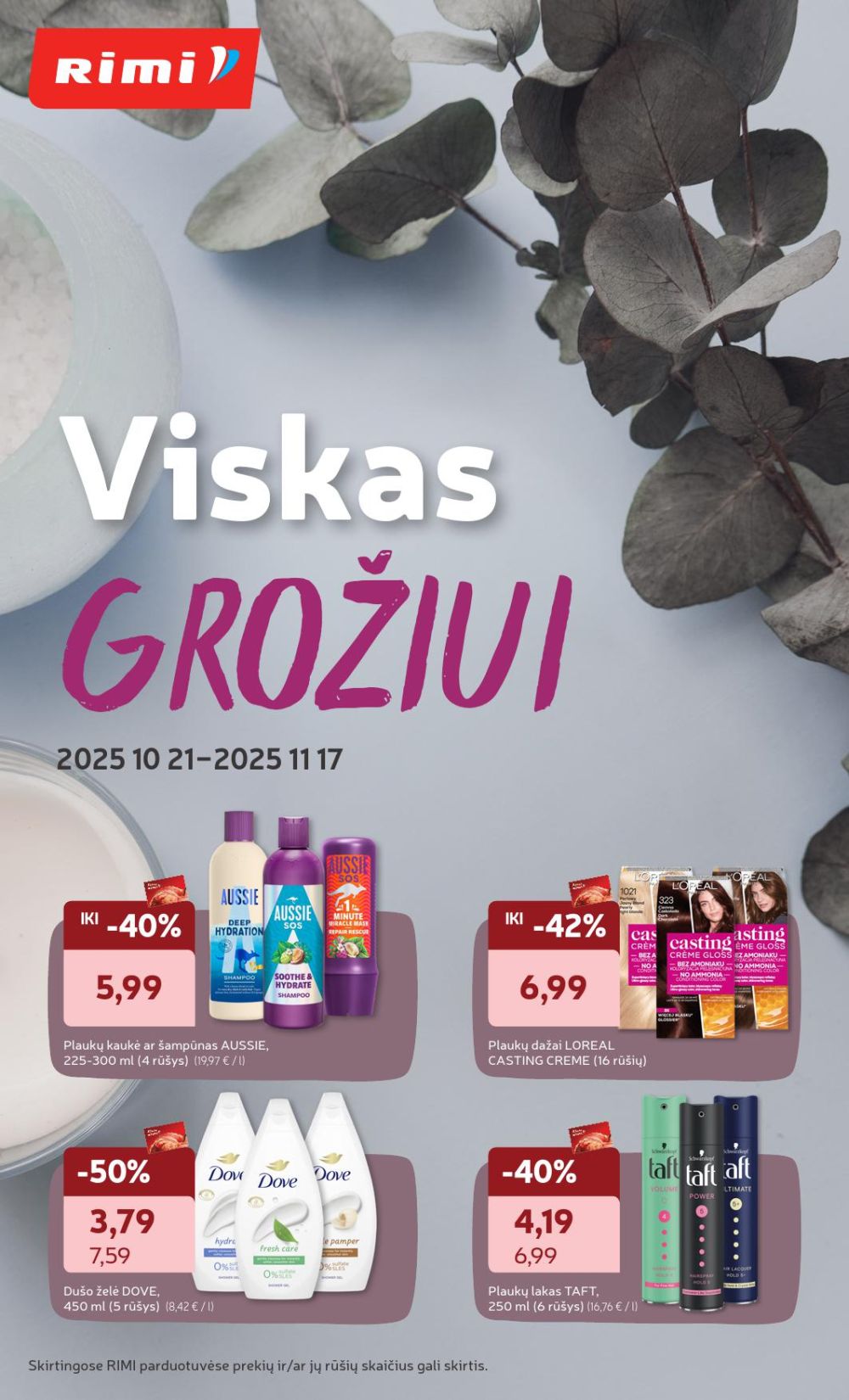 RIMI - Grožio prekių katalogas (2025 10 21 - 2025 11 17)