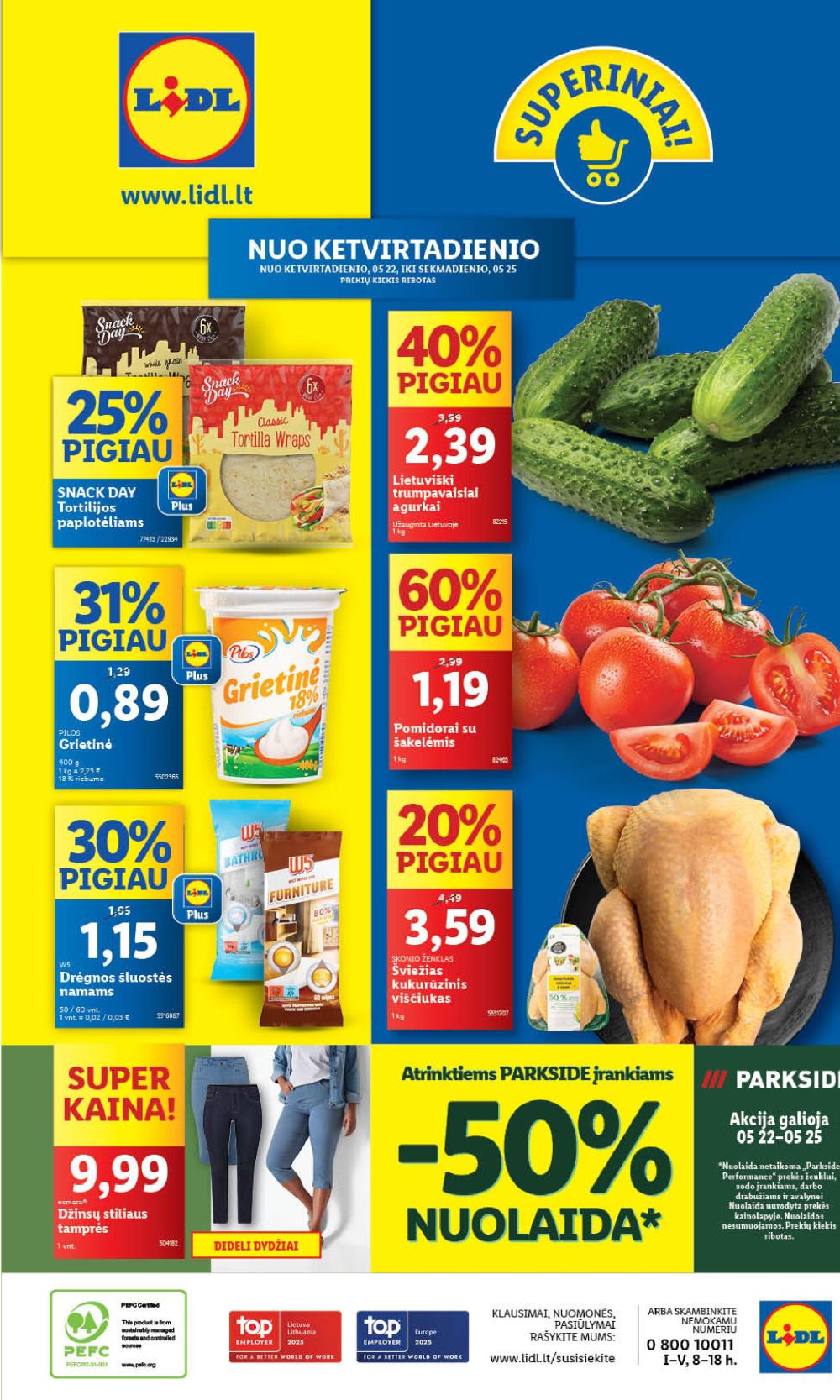 LIDL - Maisto prekių pasiūlymai (2025 05 22 - 2025 05 25)