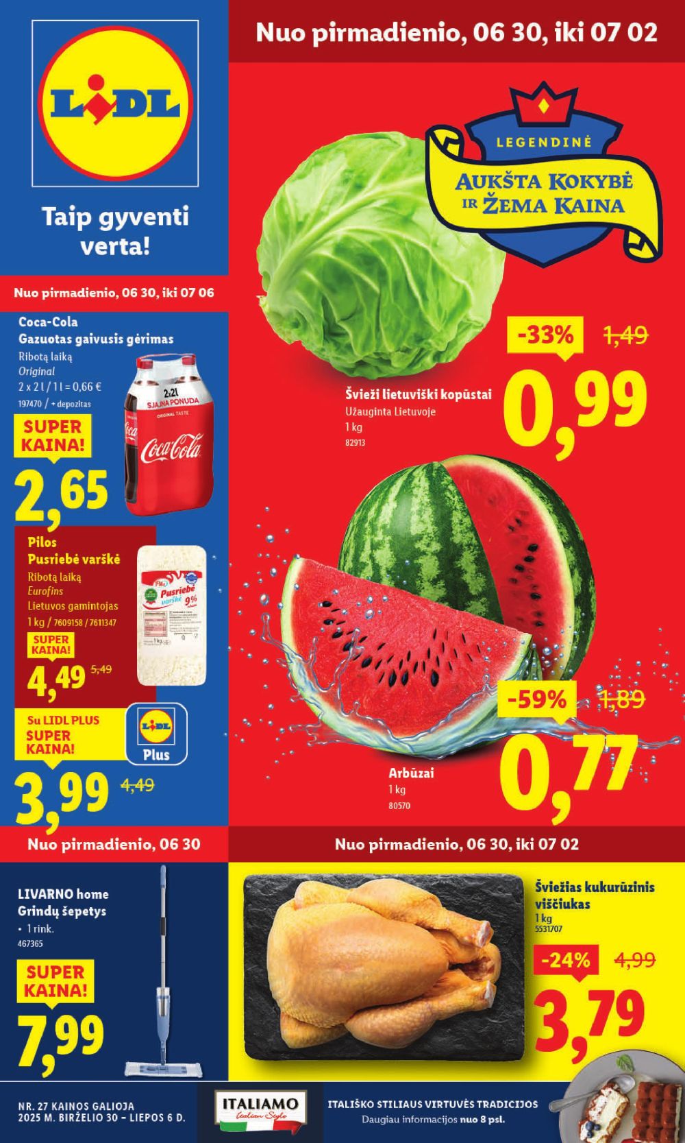 LIDL - Maisto prekių pasiūlymai (2025 06 30 - 2025 07 06)
