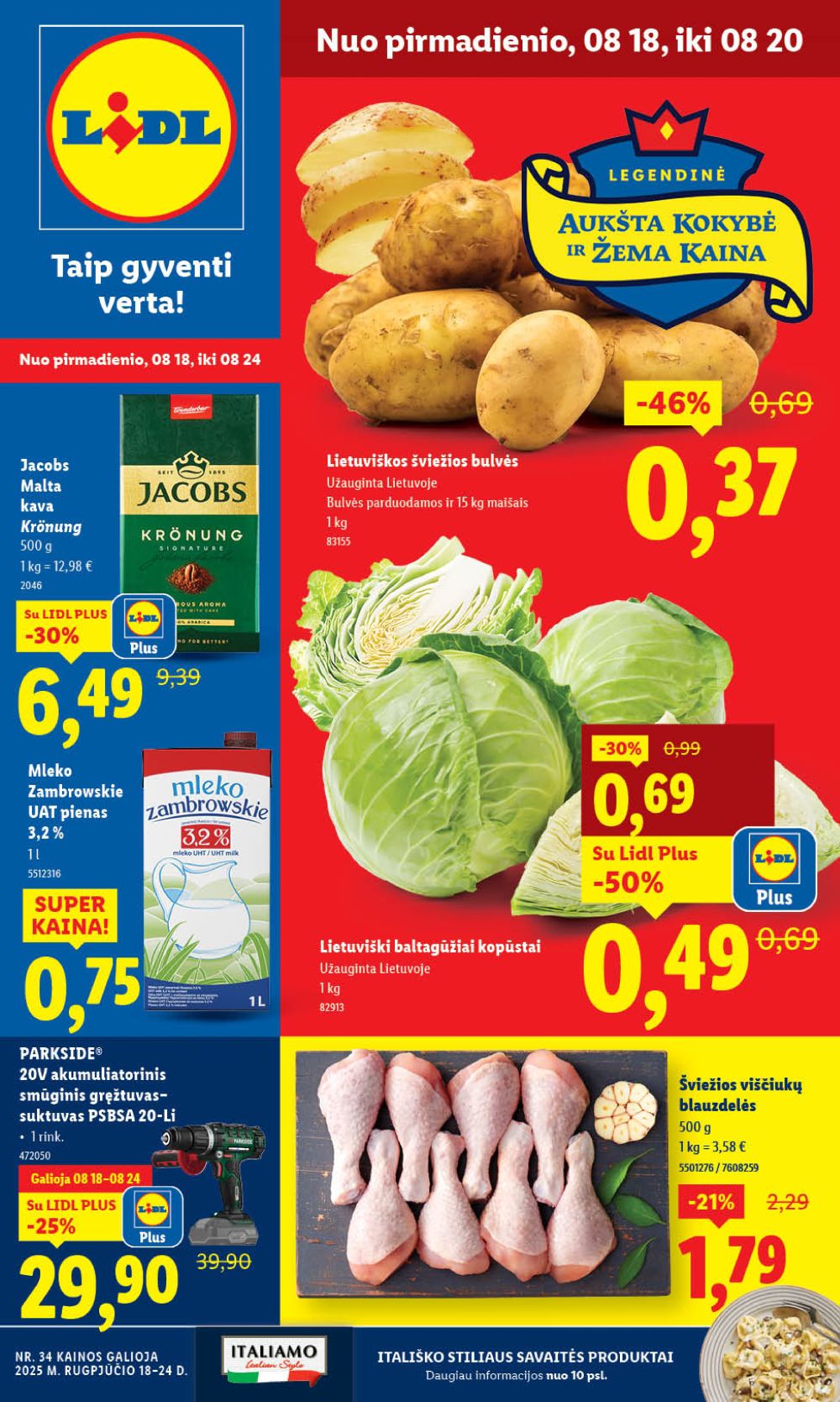 LIDL - Maisto prekių pasiūlymai (2025 08 18 - 2025 08 24)
