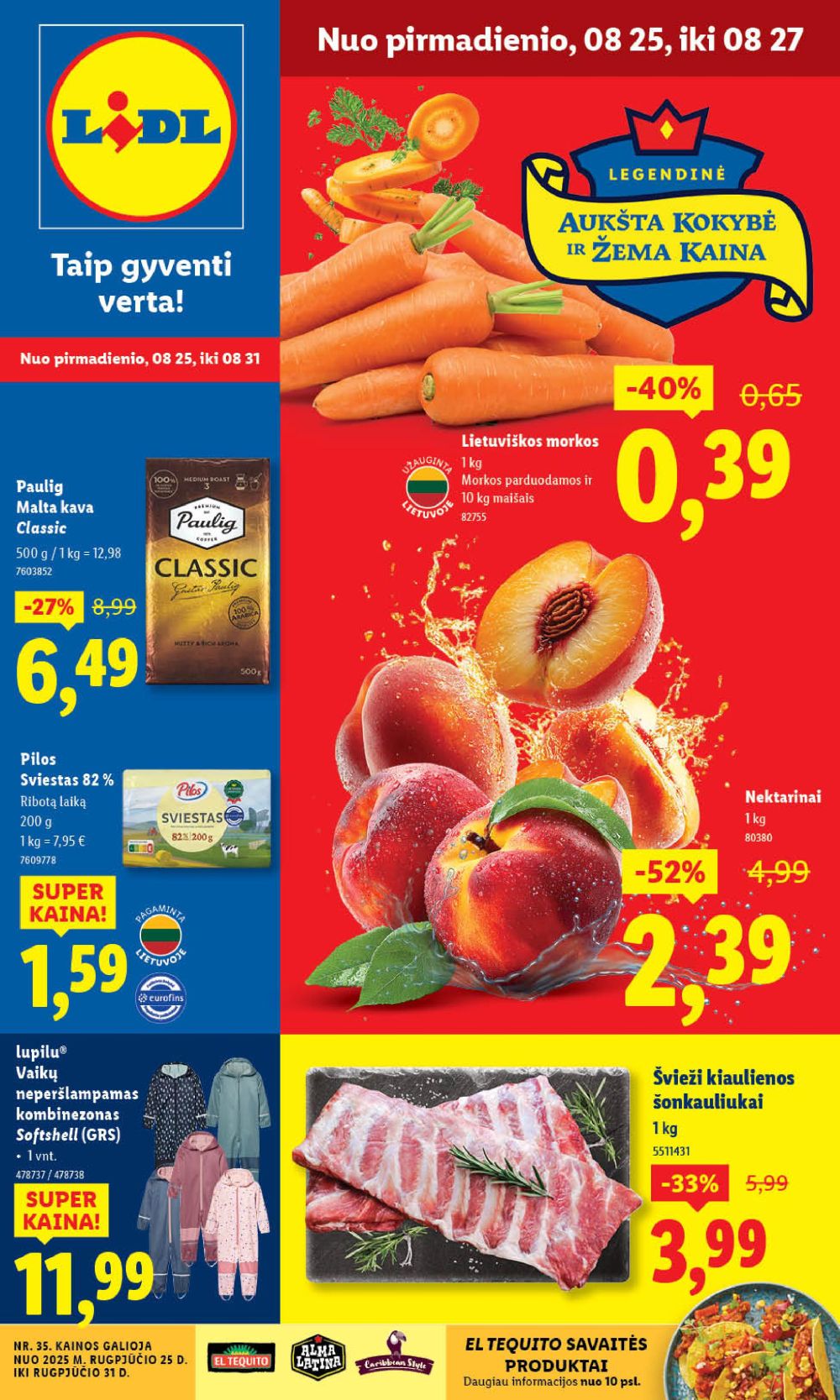LIDL - Maisto prekių pasiūlymai (2025 08 25 - 2025 08 31)