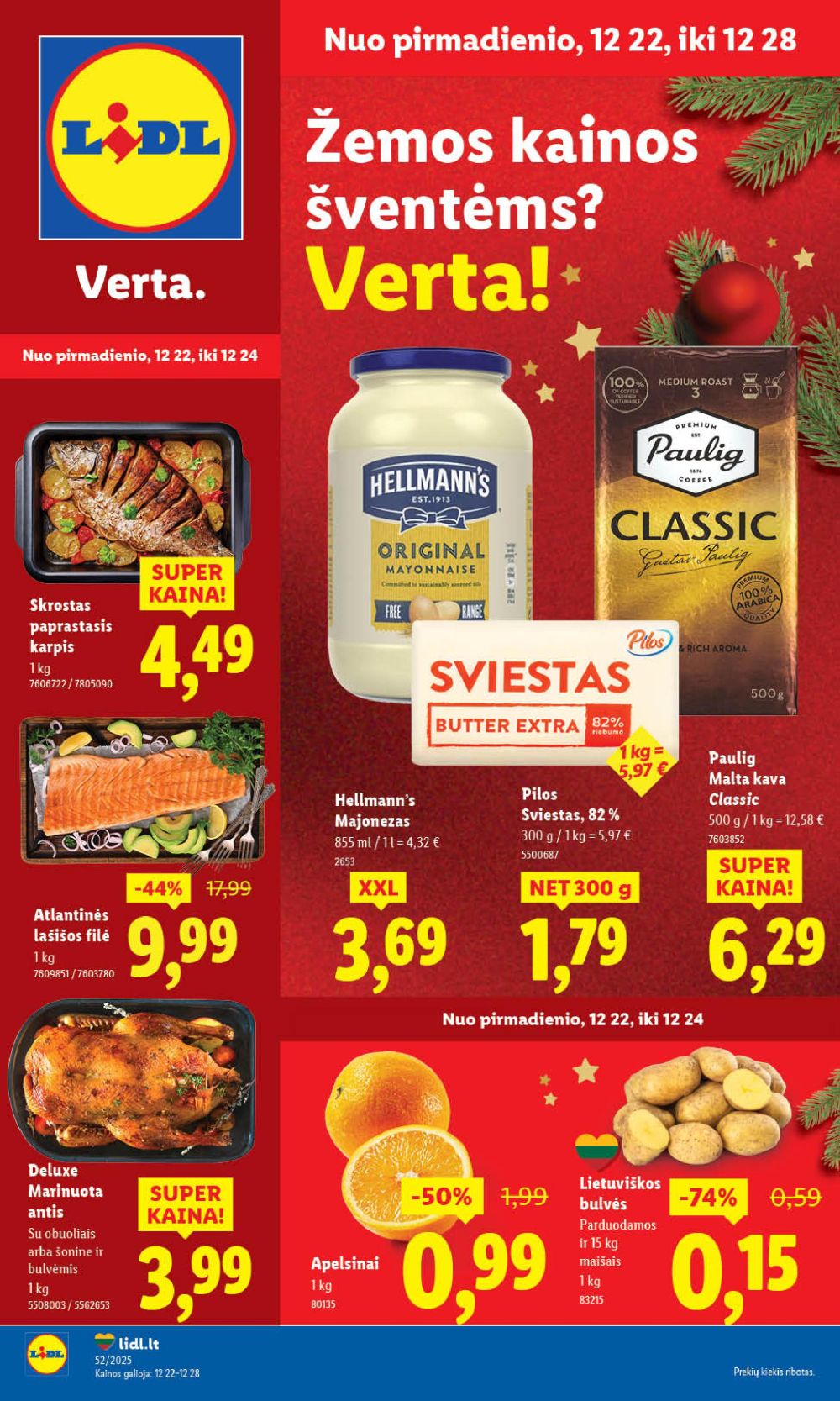 LIDL - Maisto prekių pasiūlymai (2025 12 22 - 2025 12 28)