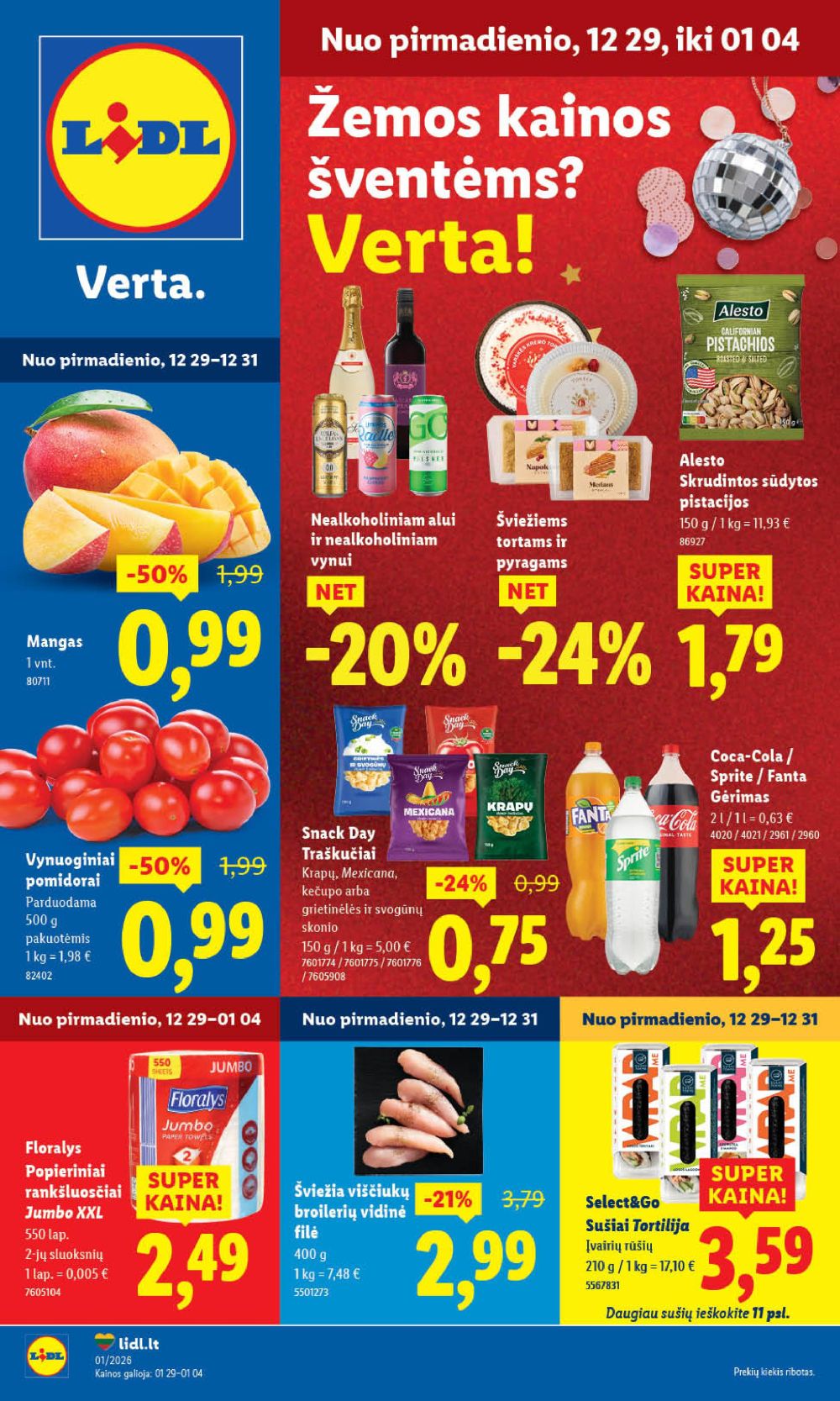 LIDL - Maisto prekių pasiūlymai (2025 12 29 - 2026 01 04)