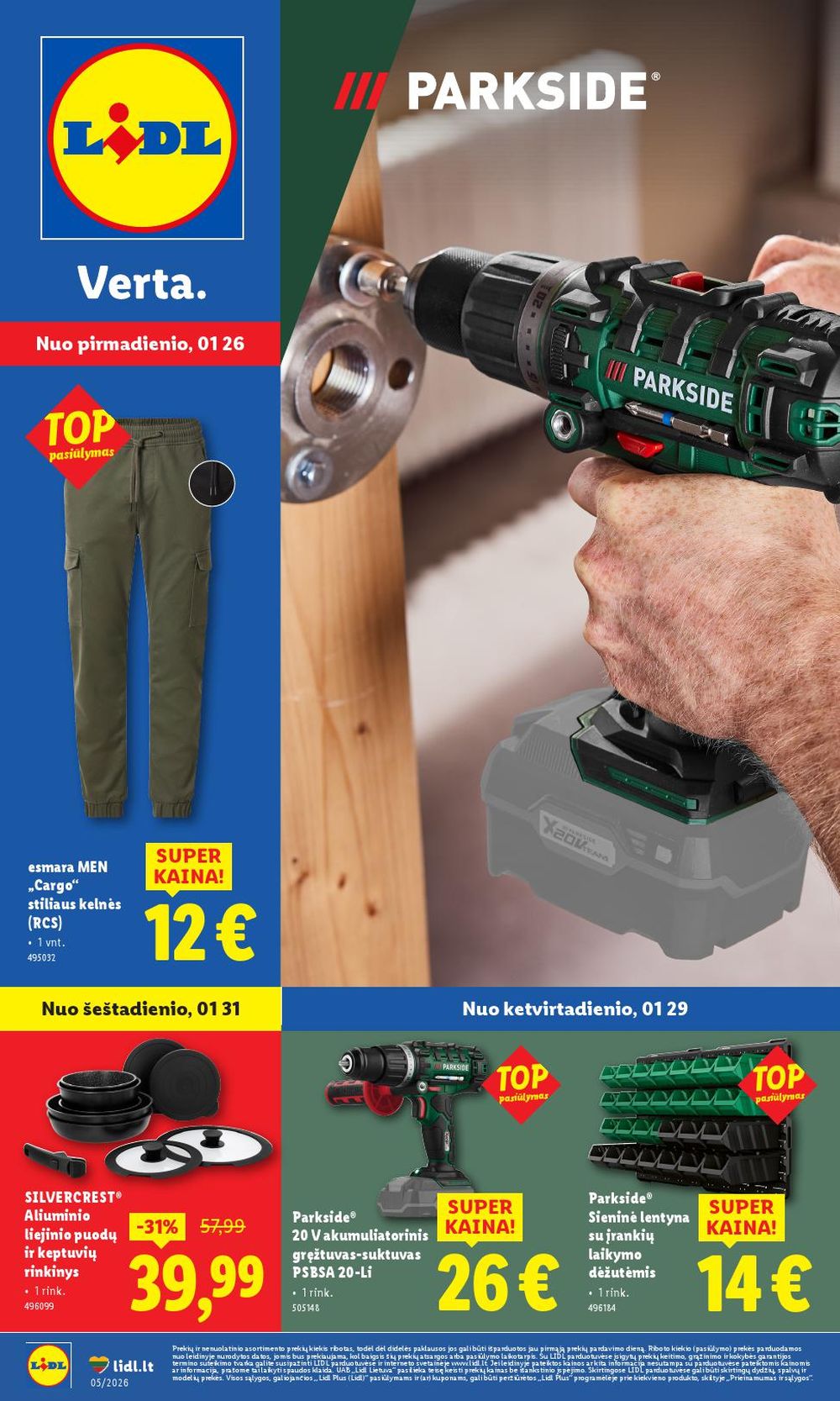 LIDL - Ne maisto prekių pasiūlymai (2026 01 26 - 2026 02 01)